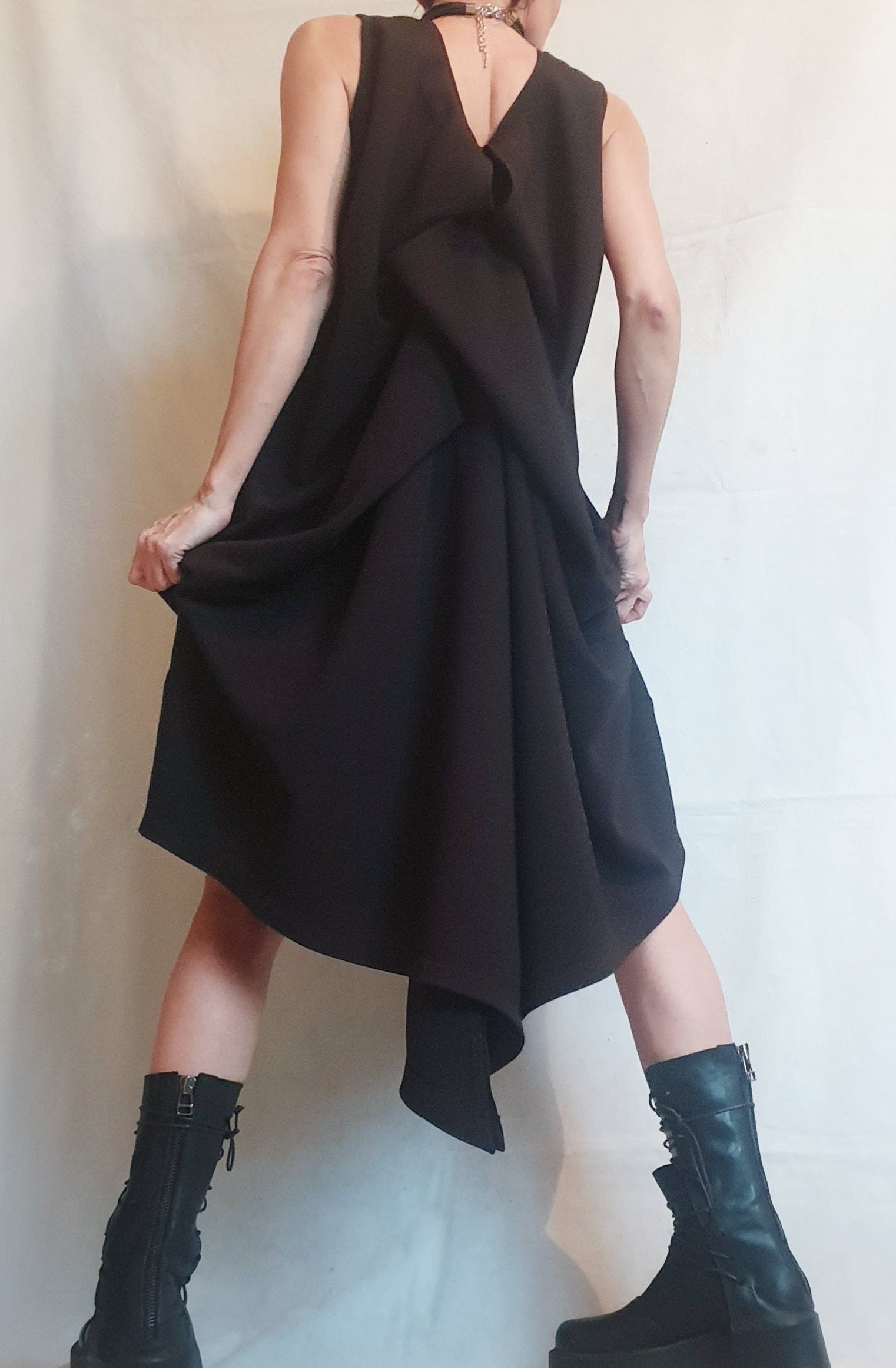 Asymmetric Dress, Cocktail Dress, Black Extravagant Dress, Avant Garde Dress, Sleeveless Dress, Futuristic Dress, Sexy Dress,