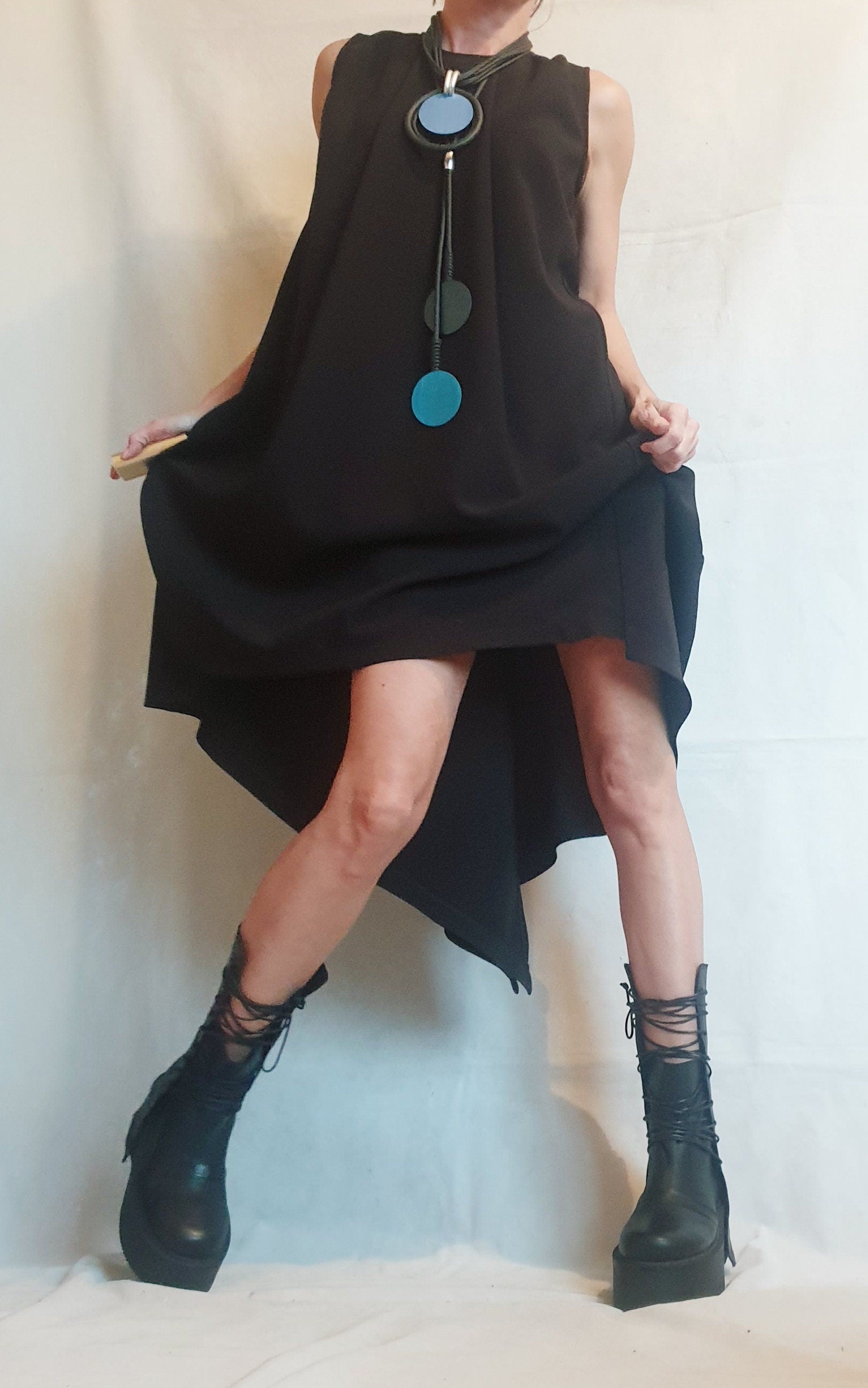 Asymmetric Dress, Cocktail Dress, Black Extravagant Dress, Avant Garde Dress, Sleeveless Dress, Futuristic Dress, Sexy Dress,