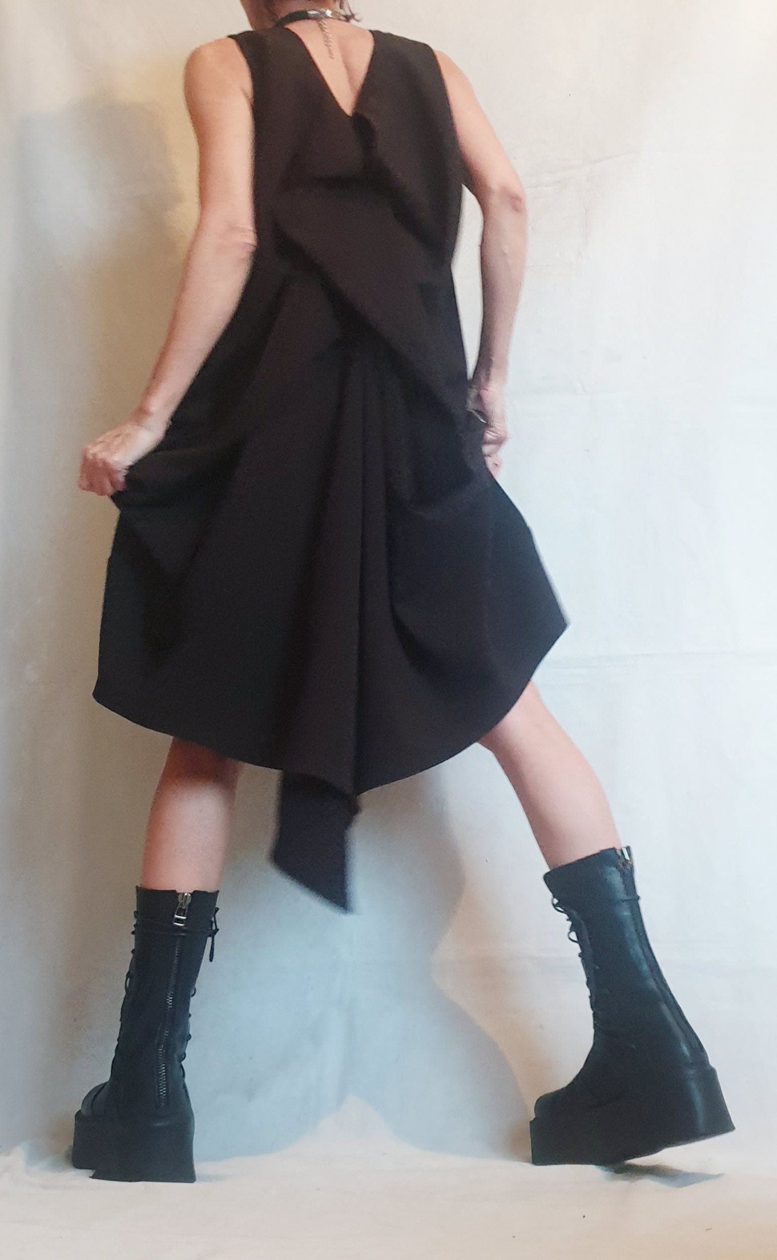 Asymmetric Dress, Cocktail Dress, Black Extravagant Dress, Avant Garde Dress, Sleeveless Dress, Futuristic Dress, Sexy Dress,