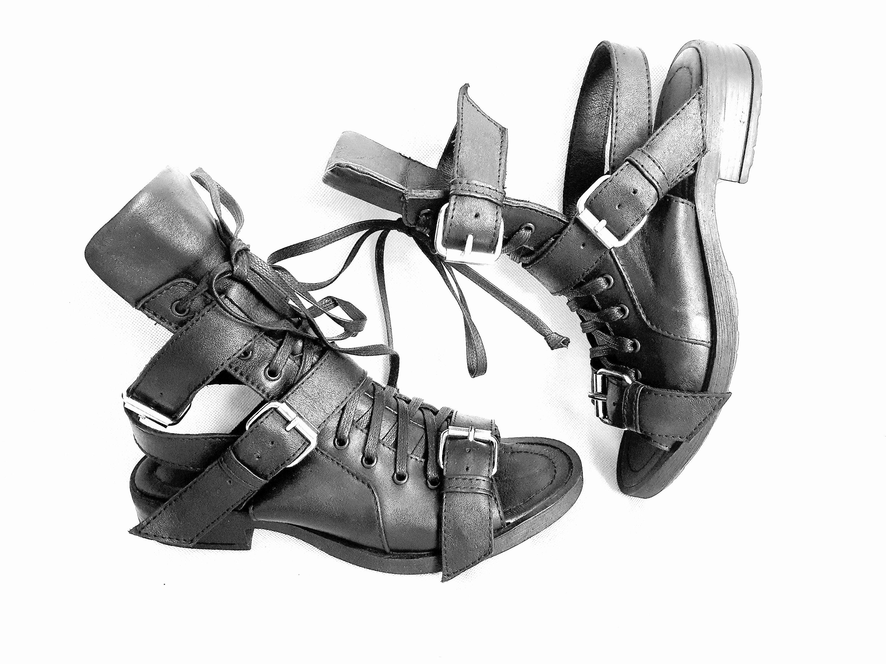New collection Gladiator Leather Sandals, Gothic Sandals, Strappy Shoes, Grunge Shoes, Extravagant Sandals, Grunge Sandals, Handmade Shoes