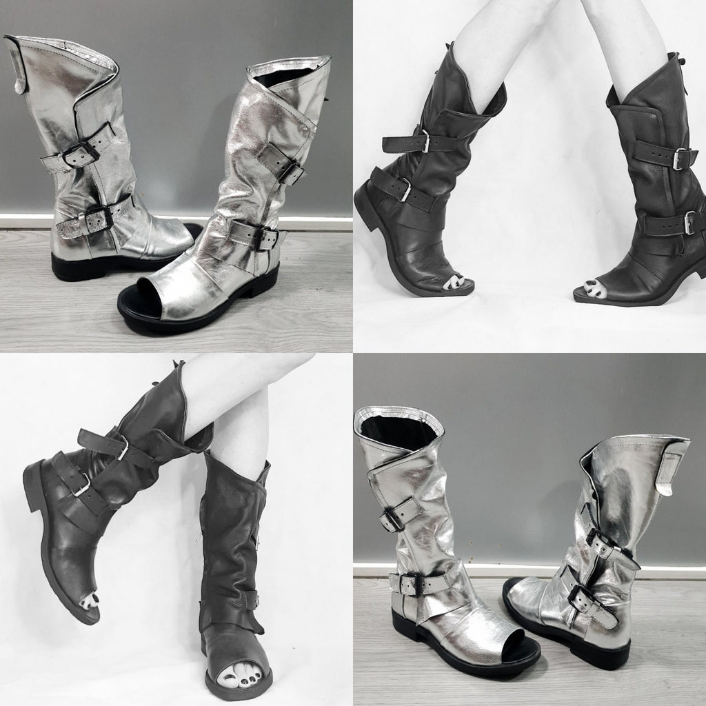 Silver Gladiator Sandals, Extravagant Shoes, High Sandals, Steampunk Shoes, Gothic Sandals, Silver Leather Sandals, Handmade Shoes