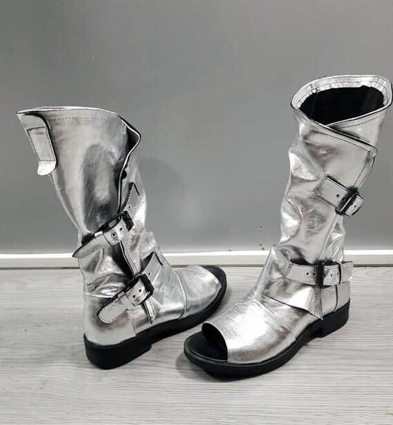 Silver Gladiator Sandals, Extravagant Shoes, High Sandals, Steampunk Shoes, Gothic Sandals, Silver Leather Sandals, Handmade Shoes