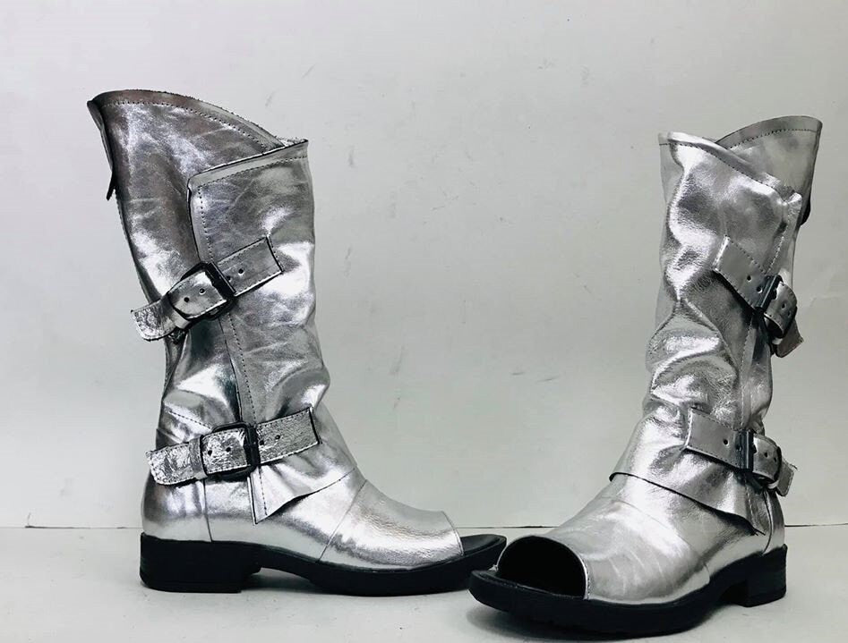 Silver Gladiator Sandals, Extravagant Shoes, High Sandals, Steampunk Shoes, Gothic Sandals, Silver Leather Sandals, Handmade Shoes
