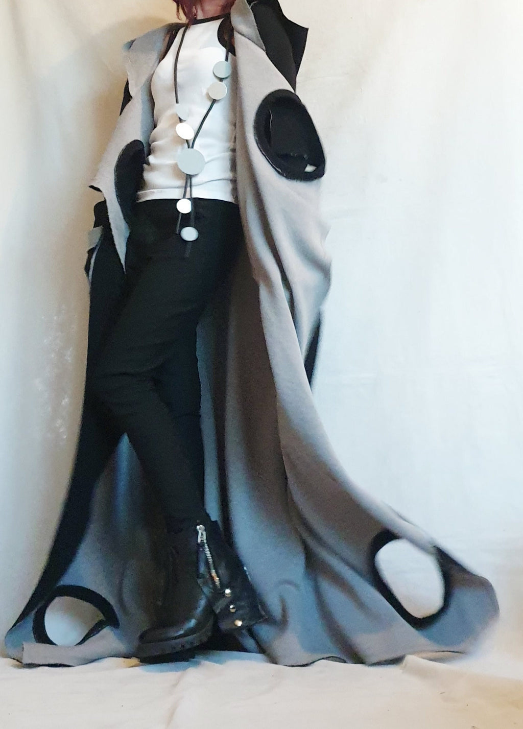 Extravagant Hooded Vest, Black Vest, Women Cardigan, Gothic Cardigan, Wiccan Clothing, Winter Cardigan, Plus Size Clothing, Long Cardigan