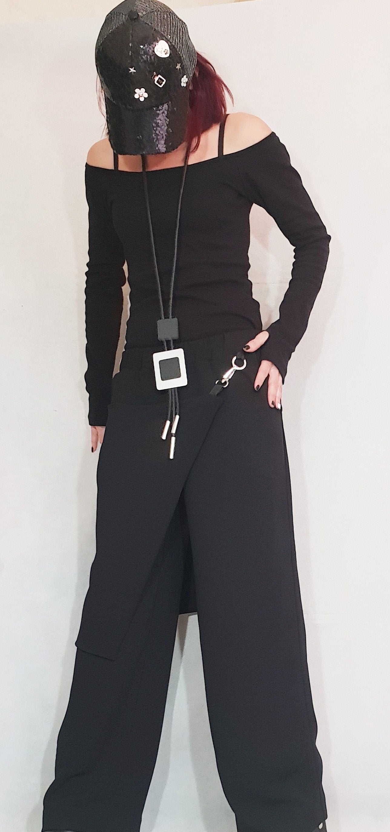 Extravagant Harem Pants/Pants with Skirt/Women Gothic Pants/Drop Crotch Pants