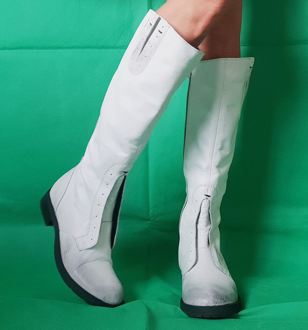 Winter Boots, White Boots, Flat Boots, Leather Boots, High Ankle Boots, White Shoes, Flat Shoes, Leather Shoes, All seasons, Combat Boots