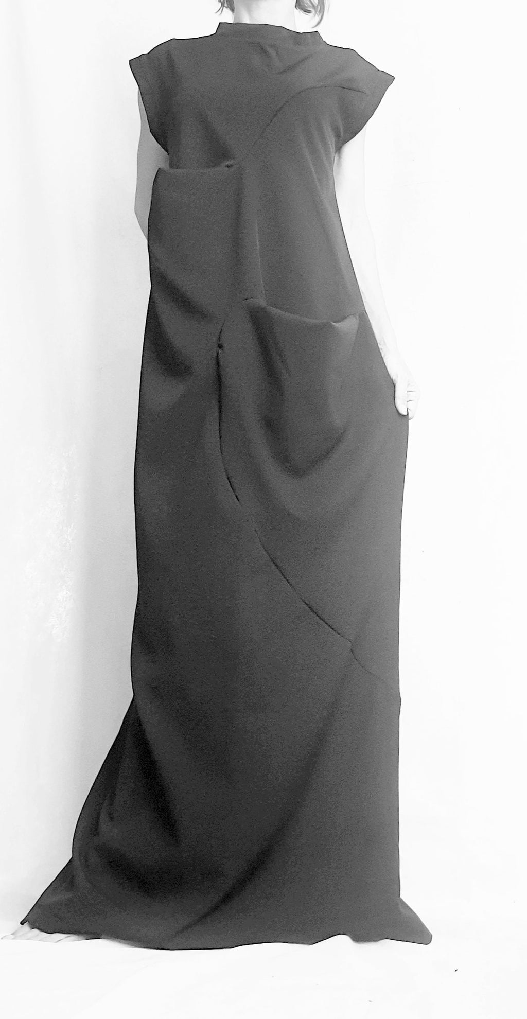 Black Extravagant Dress, Black Maxi Dress, Plus Size Clothing, Wedding Dress, Avant Garde Dress, Coctail Dress, Drape Dress, Loose Dress