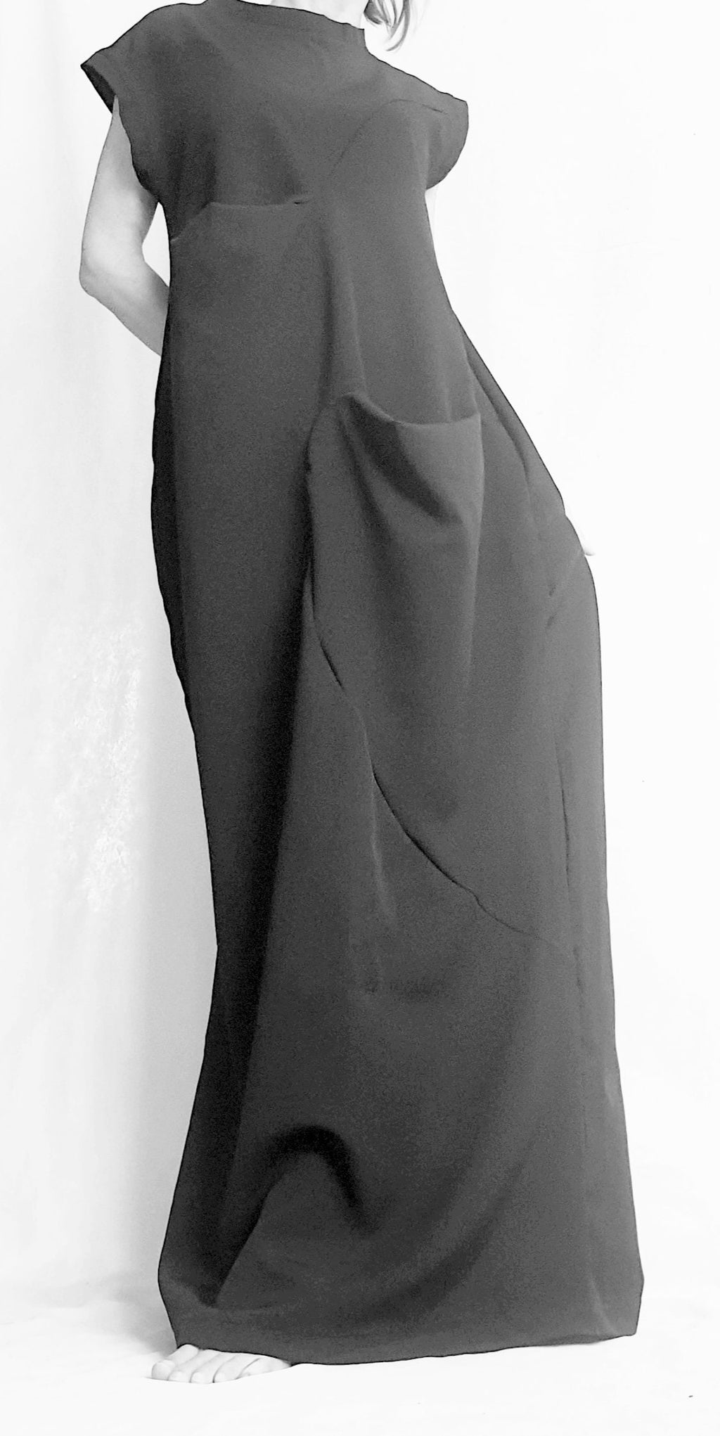 Black Extravagant Dress, Black Maxi Dress, Plus Size Clothing, Wedding Dress, Avant Garde Dress, Coctail Dress, Drape Dress, Loose Dress