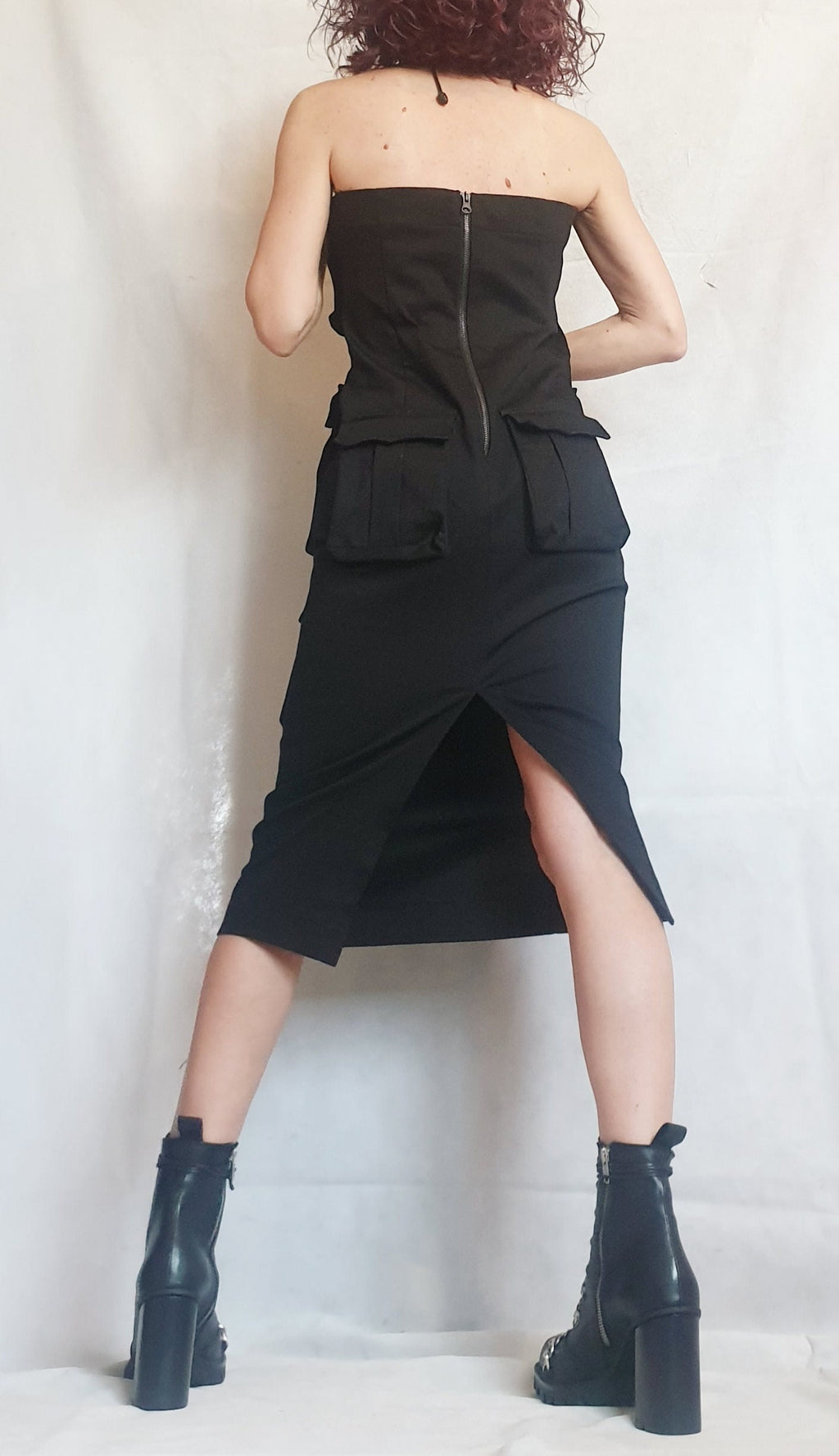 Extravagant Pocket Dress, Gothic Black Dress, Wedding Dress, Ball Dress,  Asymmetric Dress, Cocktail Dress, Avant Garde Dress