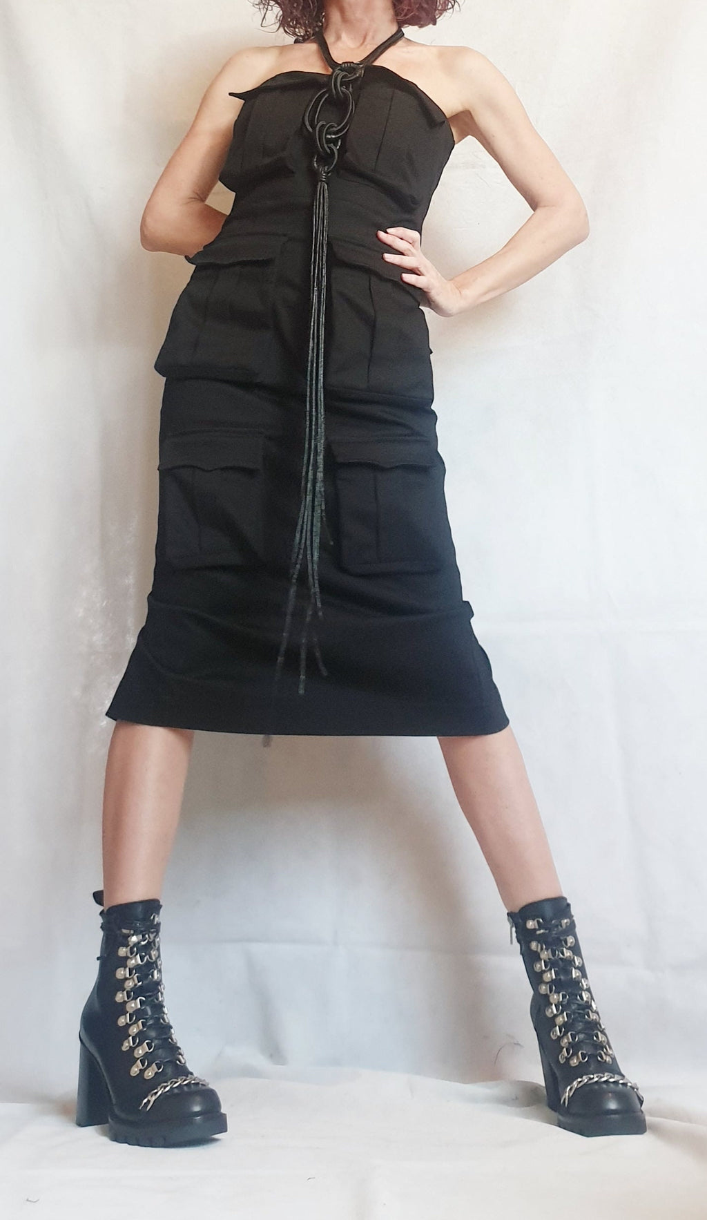 Extravagant Pocket Dress, Gothic Black Dress, Wedding Dress, Ball Dress,  Asymmetric Dress, Cocktail Dress, Avant Garde Dress