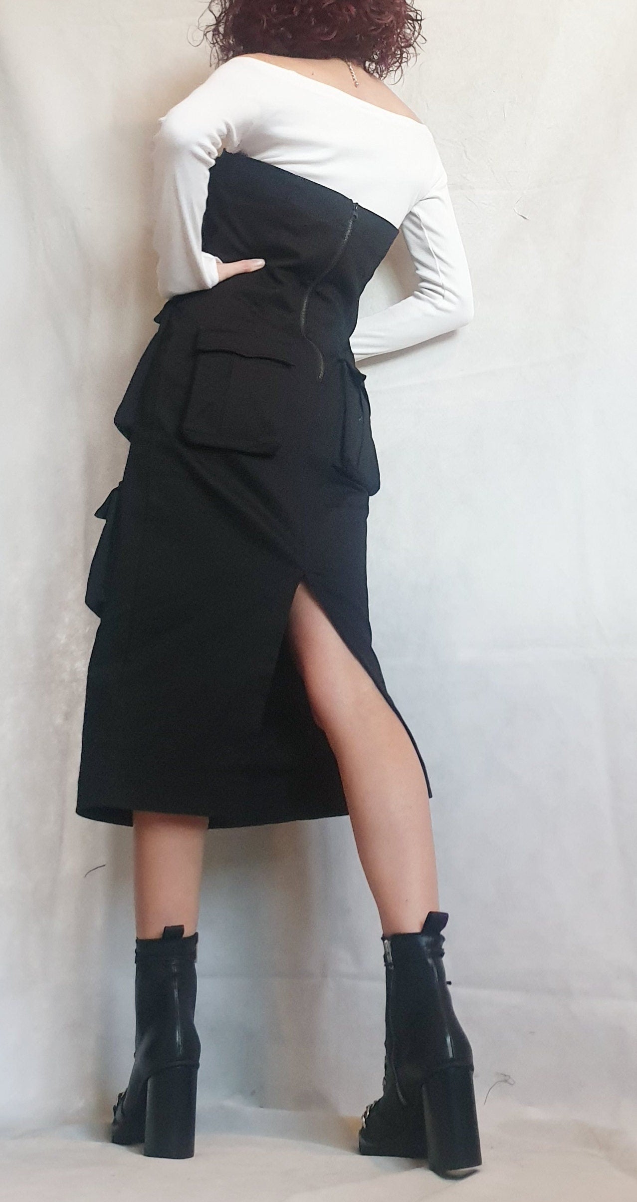 Extravagant Black Рocket Dress, Gothic Black Dress, Wedding Dress, Ball Dress,  Asymmetric Dress, Cocktail Dress, Grunge Dress