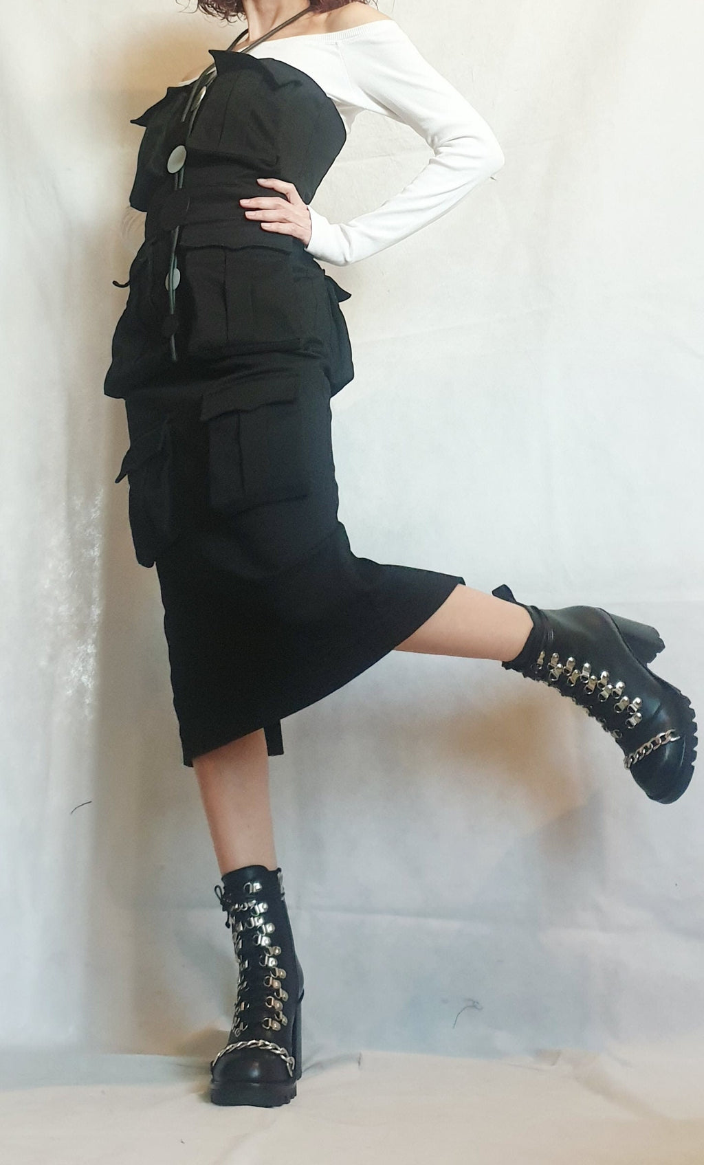 Extravagant Black Рocket Dress, Gothic Black Dress, Wedding Dress, Ball Dress,  Asymmetric Dress, Cocktail Dress, Grunge Dress