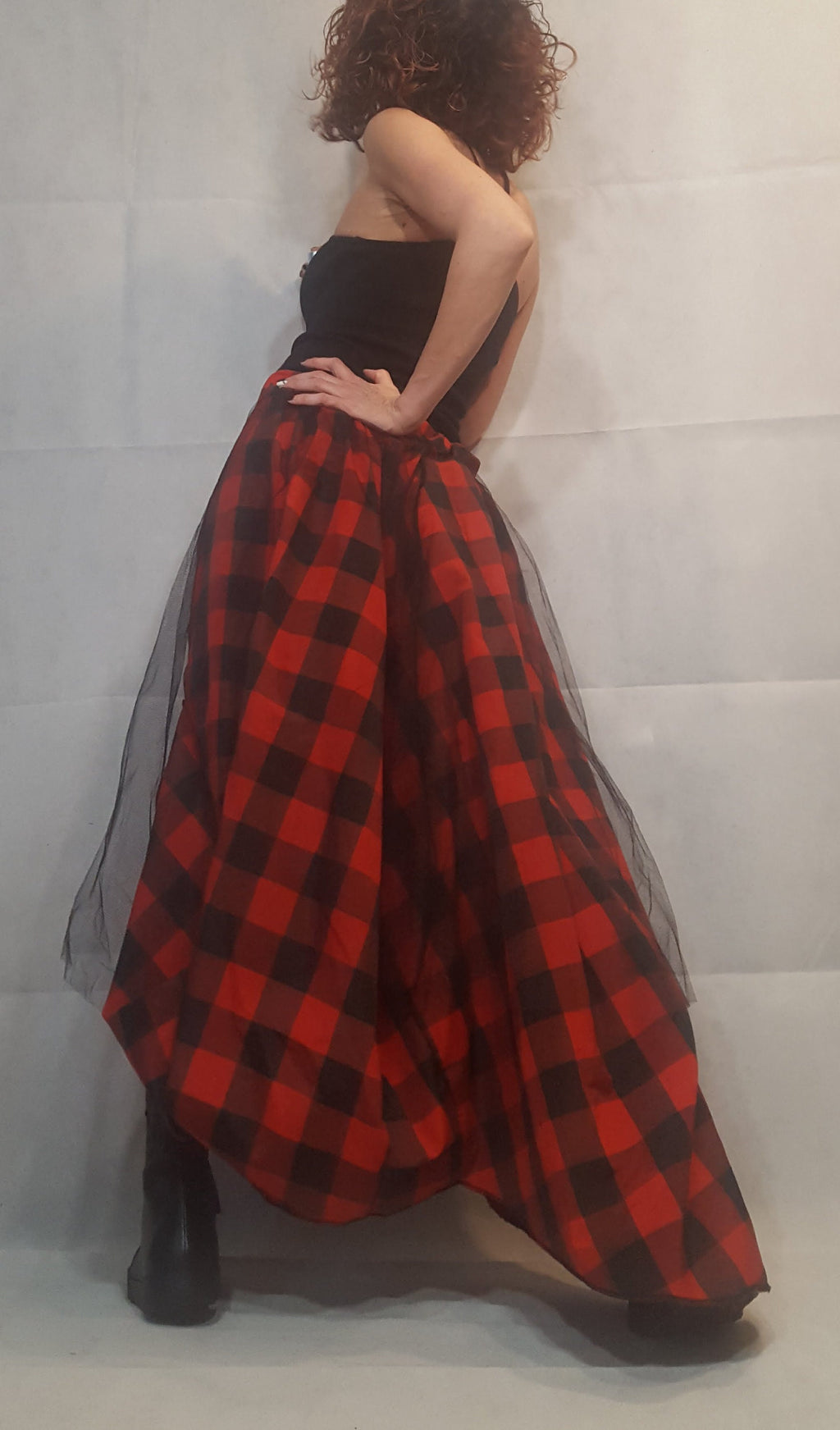 Plaid Grunge Skirt Women, Extravagant Skirt, Asymmetric Long Skirt Dress, Long Short Skirt, High Tulle Skirt, Circle Skirt, Tutu Skirt