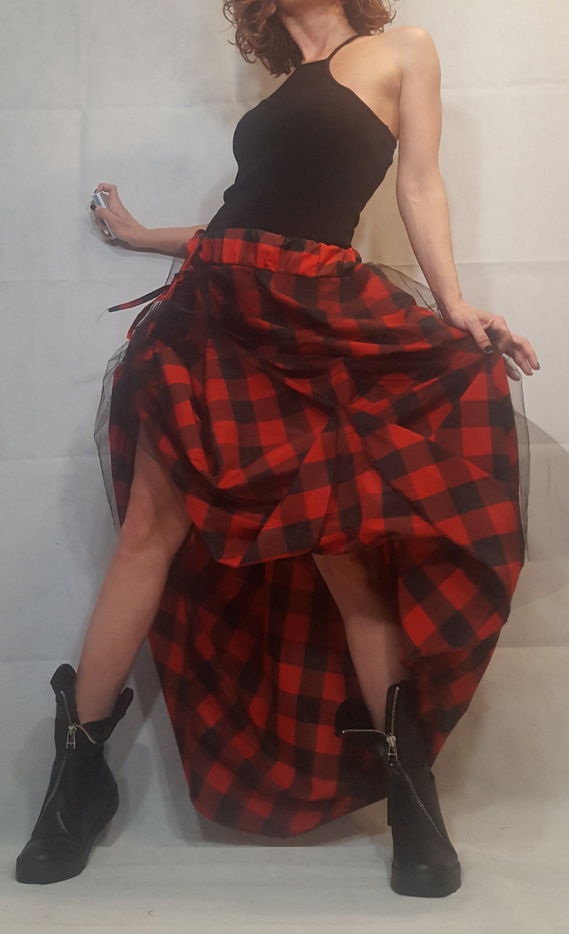 Plaid Grunge Skirt Women, Extravagant Skirt, Asymmetric Long Skirt Dress, Long Short Skirt, High Tulle Skirt, Circle Skirt, Tutu Skirt