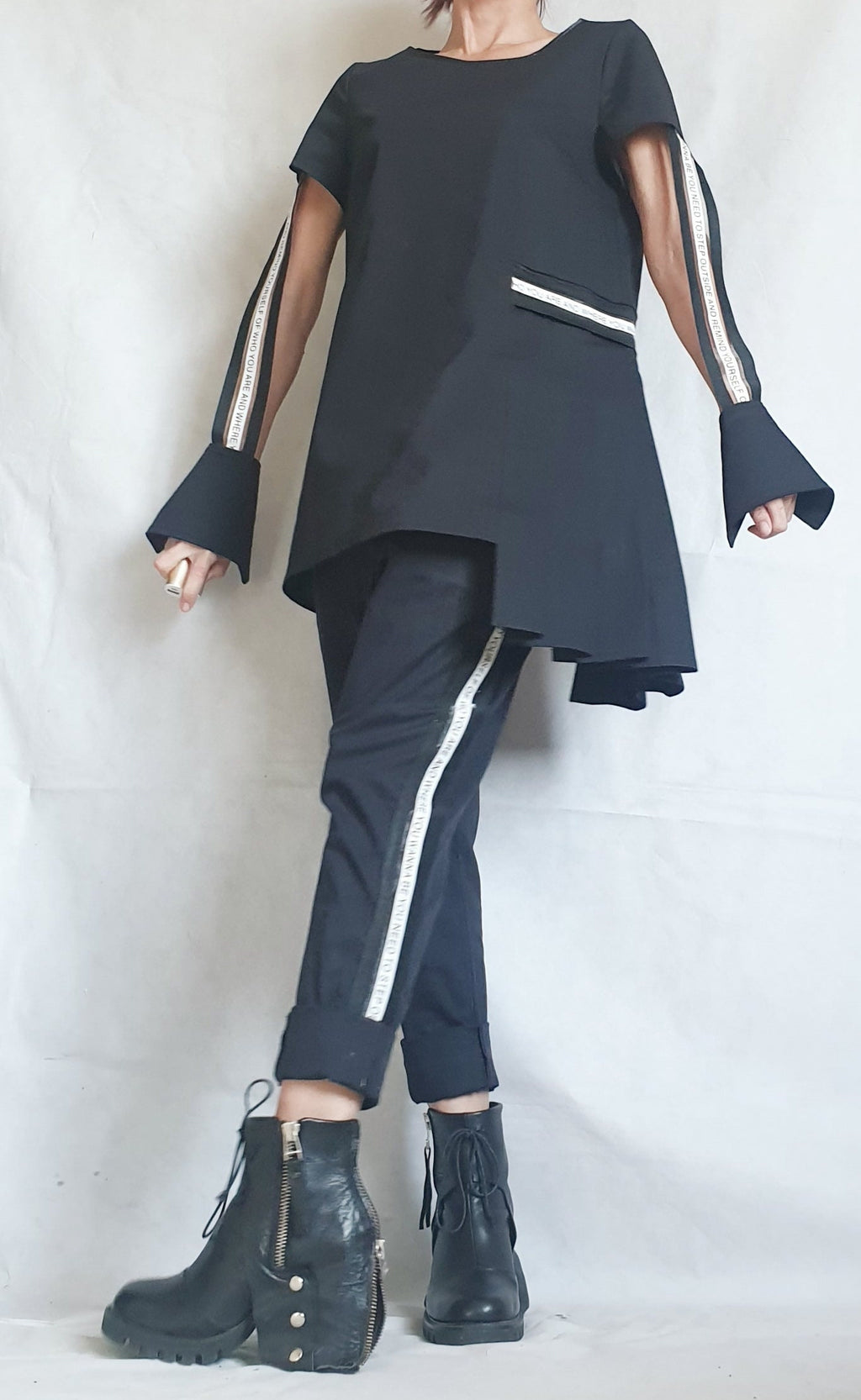 Extravagant Women Black Set, Asymmetric Blouse Pleats, Women Harem Pants, Wedding Women Costume, Cocktail Women Set, Elegant Women Costume