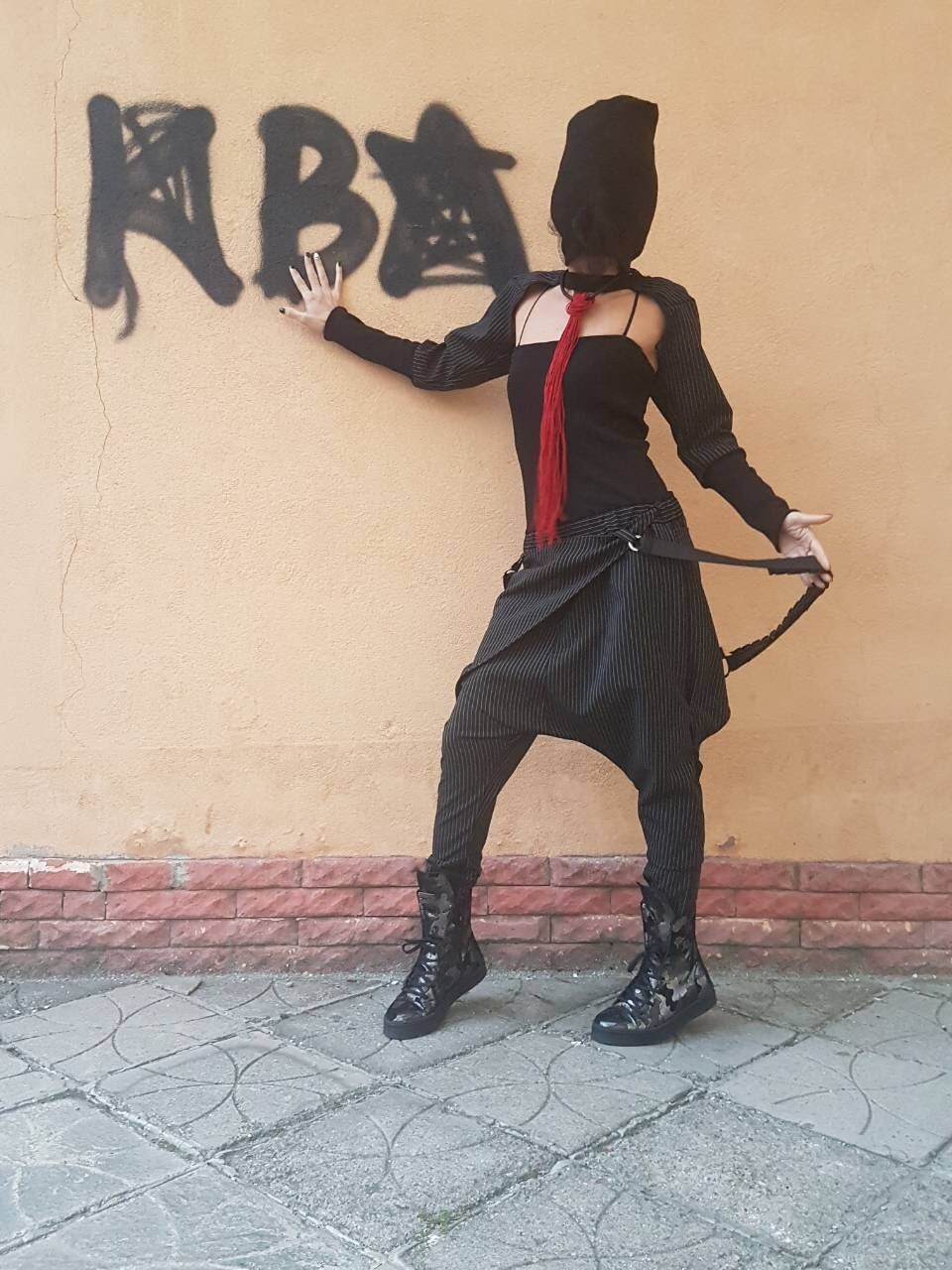 Asymmetric long Jumpsuit, Harem Jumpsuit, Wide Leg Jumpsuit, Extravagant Overall, Gothic Overall, Steampunk Jumpsuit, Sleeveless Separate