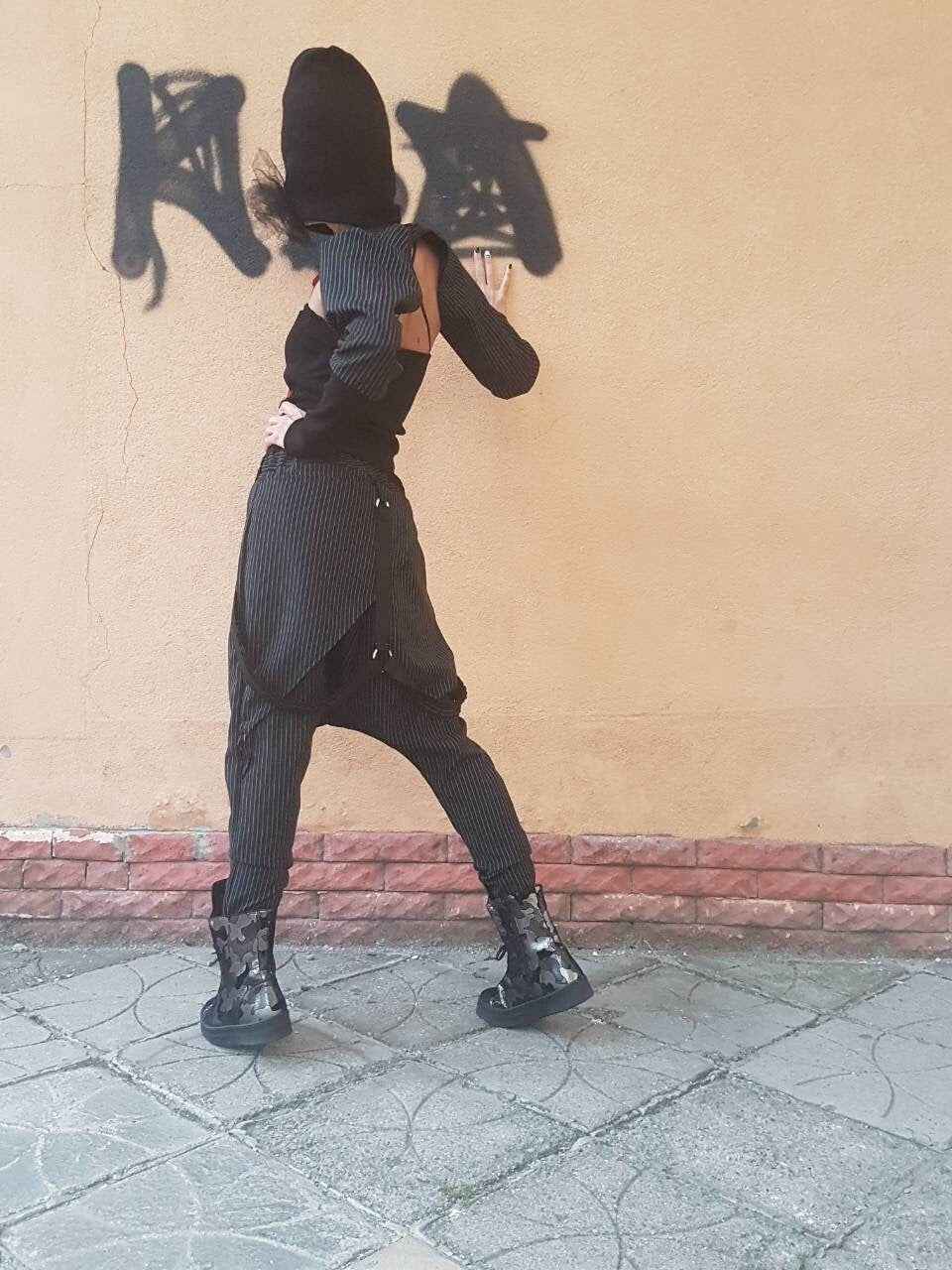 Asymmetric long Jumpsuit, Harem Jumpsuit, Wide Leg Jumpsuit, Extravagant Overall, Gothic Overall, Steampunk Jumpsuit, Sleeveless Separate