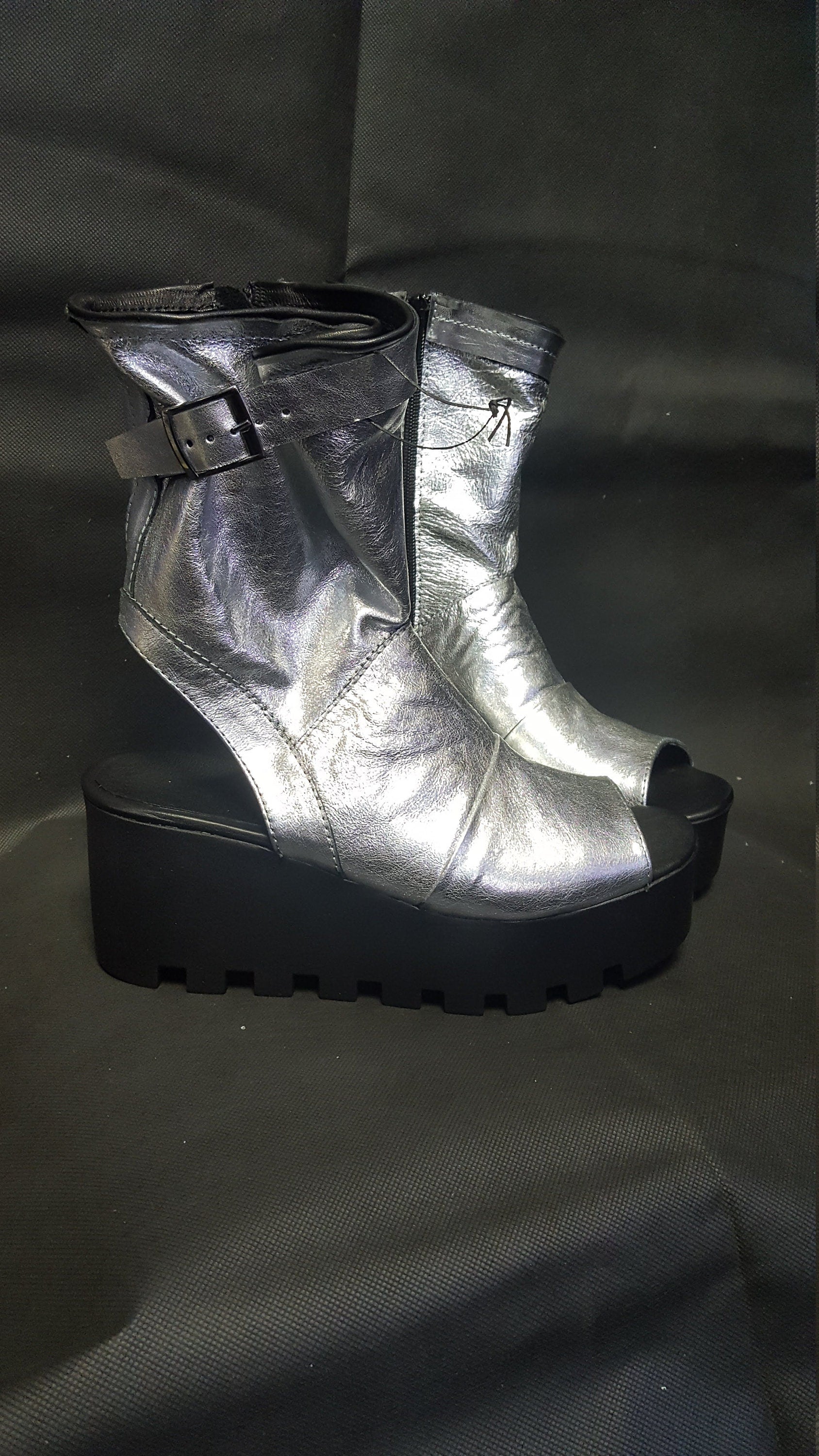 Silver Platform Leather Sandals, Extravagant Sandals, Open Toe Sandals, Gladiator Sandals, Wedding Sandals, Ball Sandals