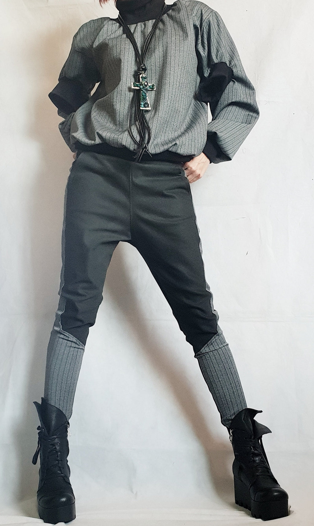 Extravagant Women Pants, Black Extra Long Leggings, Women Harem Leggings Pants, Gothic Pants Leggings