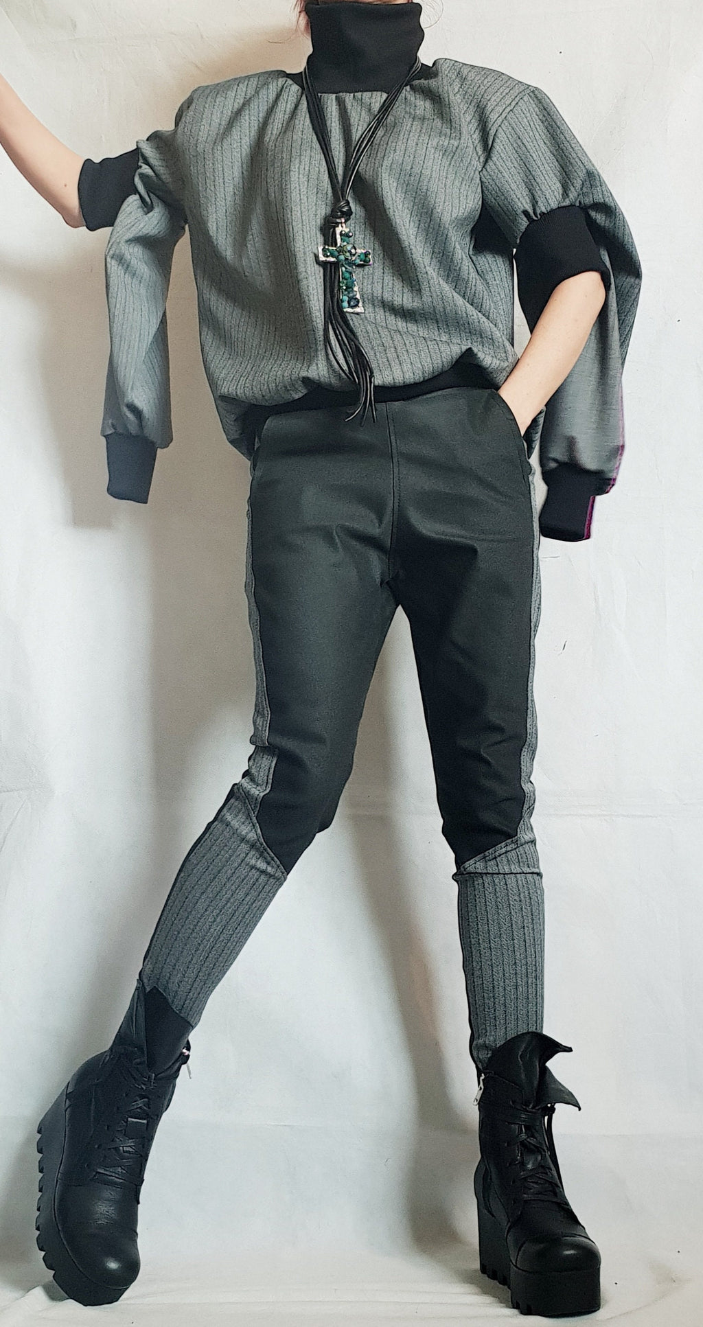 Extravagant Women Pants, Black Extra Long Leggings, Women Harem Leggings Pants, Gothic Pants Leggings