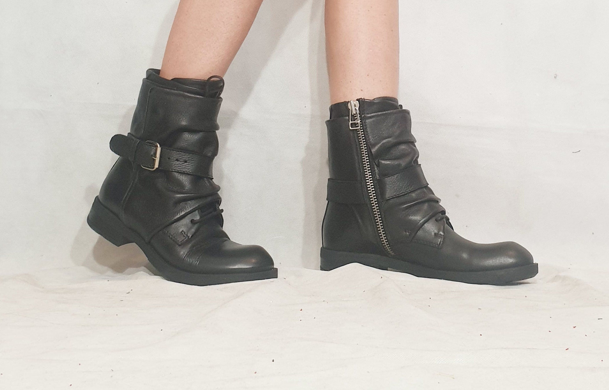 Leather Black Boots, Winter Boots, Gothic Boots, Steampunk Shoes, Women Ankle Boots, Leather Shoes, Leather Booties, Extravagant, Grunge