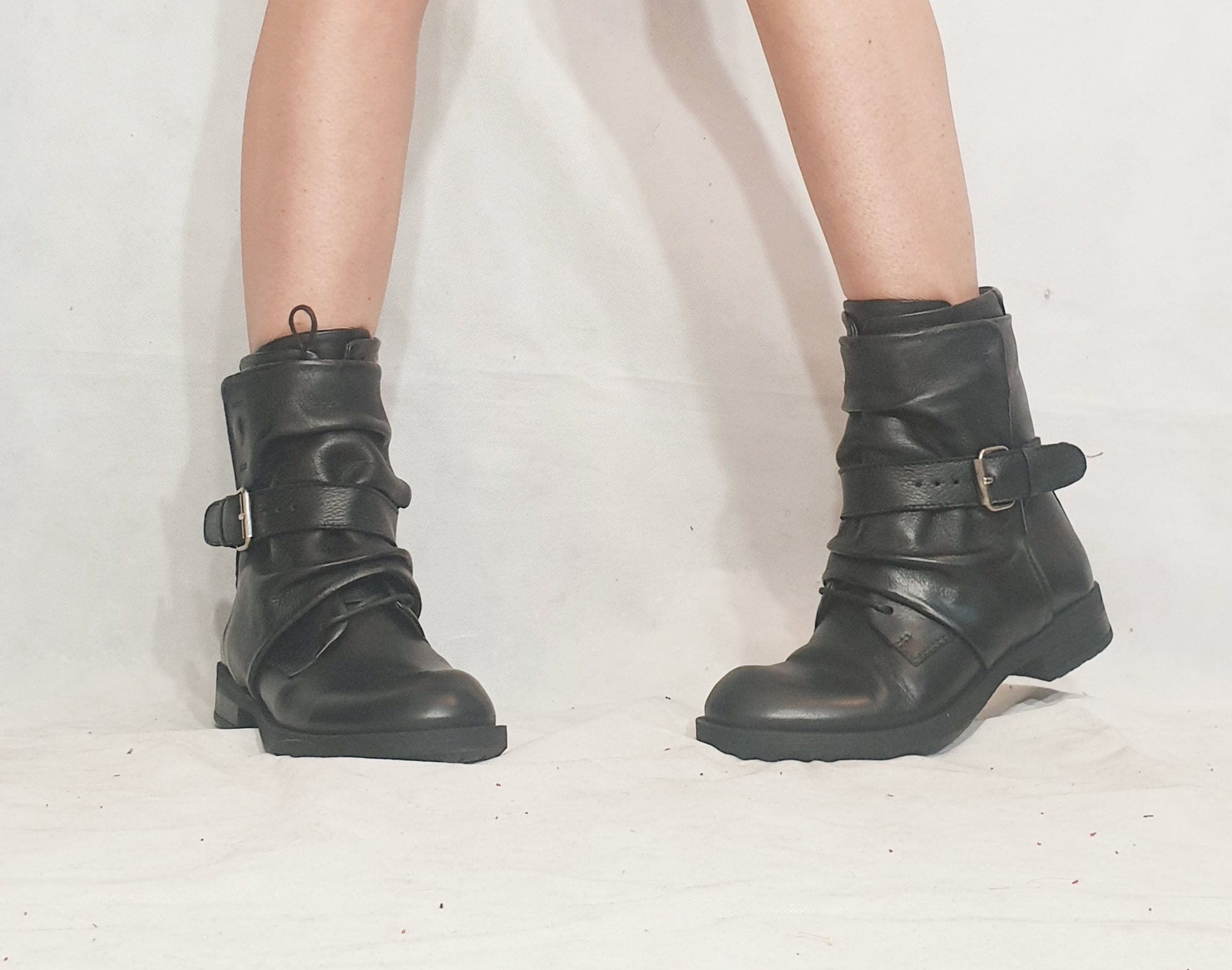 Leather Black Boots, Winter Boots, Gothic Boots, Steampunk Shoes, Women Ankle Boots, Leather Shoes, Leather Booties, Extravagant, Grunge