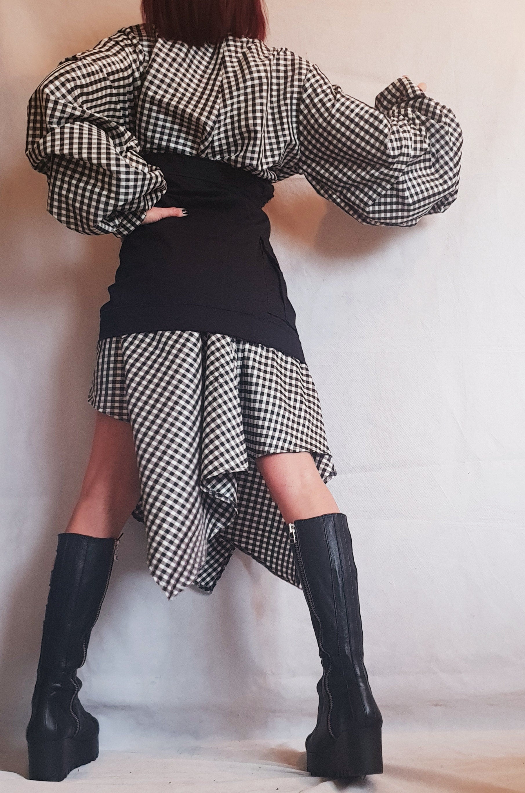 Extravagant Long Shirt with Corset, Asymmetrical Shirt, Oversize Tunic, Gothic Tunic Corset, Party Shirt, Cocktail Shirt, Shirt Hug Me