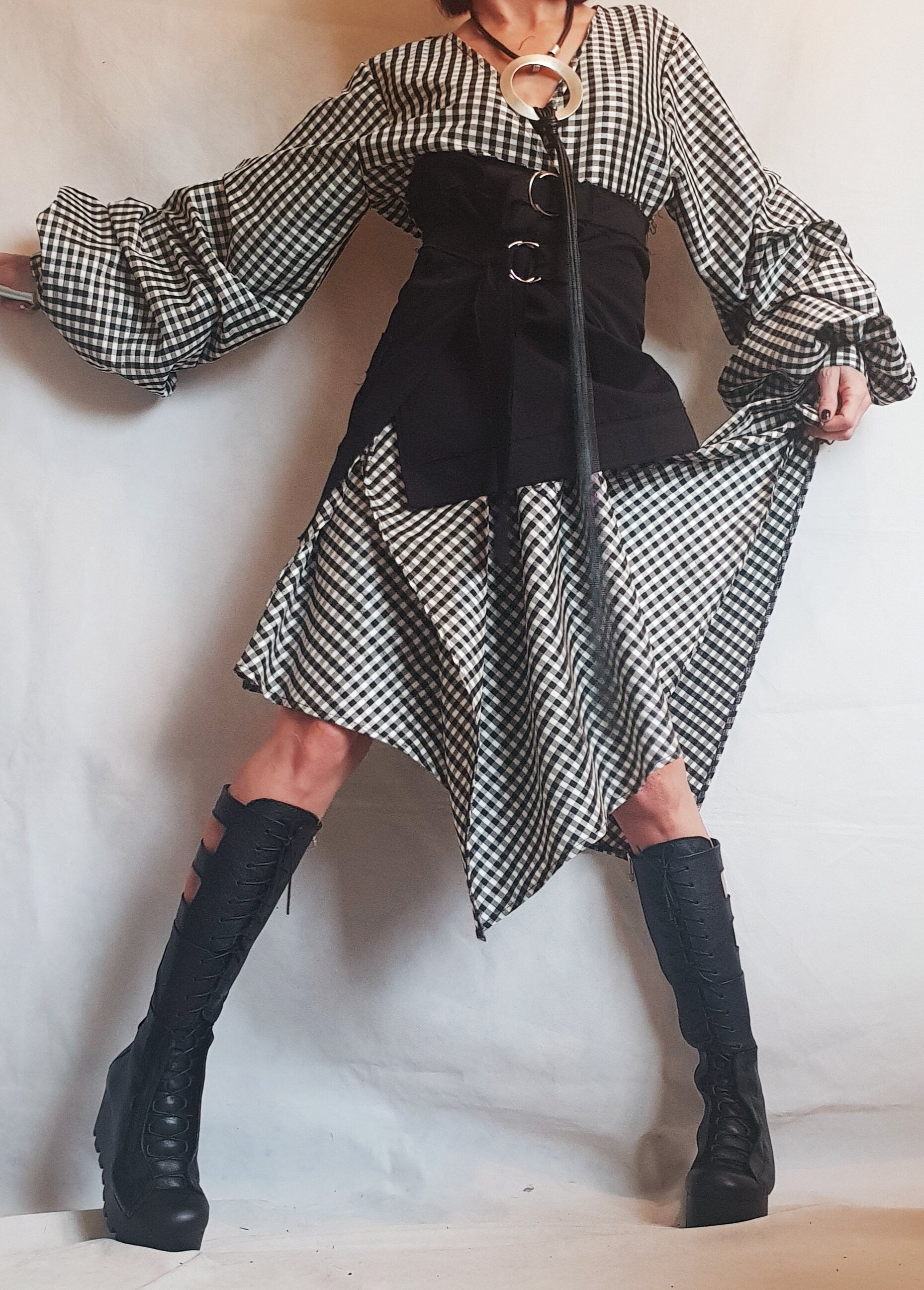 Extravagant Long Shirt with Corset, Asymmetrical Shirt, Oversize Tunic, Gothic Tunic Corset, Party Shirt, Cocktail Shirt, Shirt Hug Me