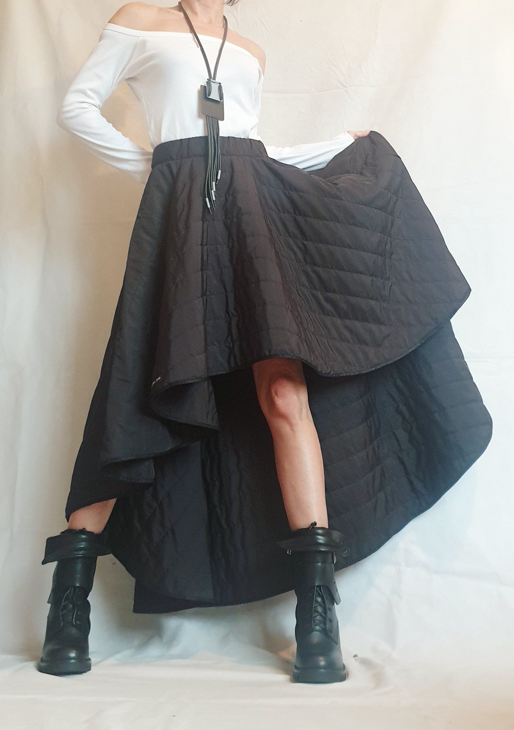 Long Short Skirt, Winter Skirt, Extravagant Skirt, Asymmetric Skirt, Wadding Skirt, Cocktail Skirt, Gothic Skirt, Circle Skirt