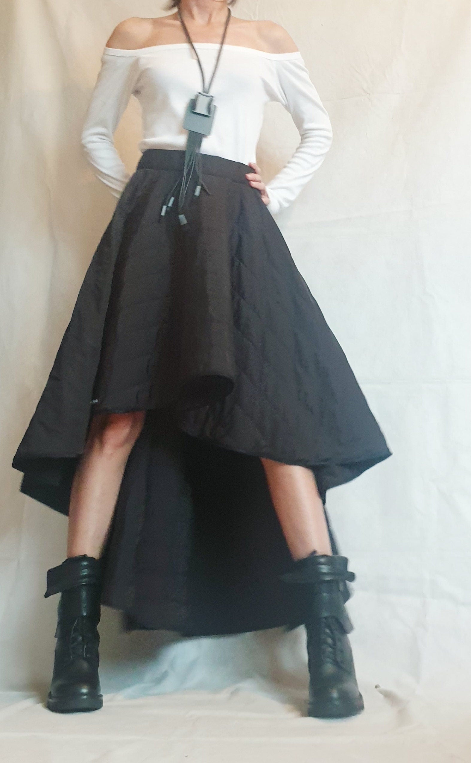 Long Short Skirt, Winter Skirt, Extravagant Skirt, Asymmetric Skirt, Wadding Skirt, Cocktail Skirt, Gothic Skirt, Circle Skirt