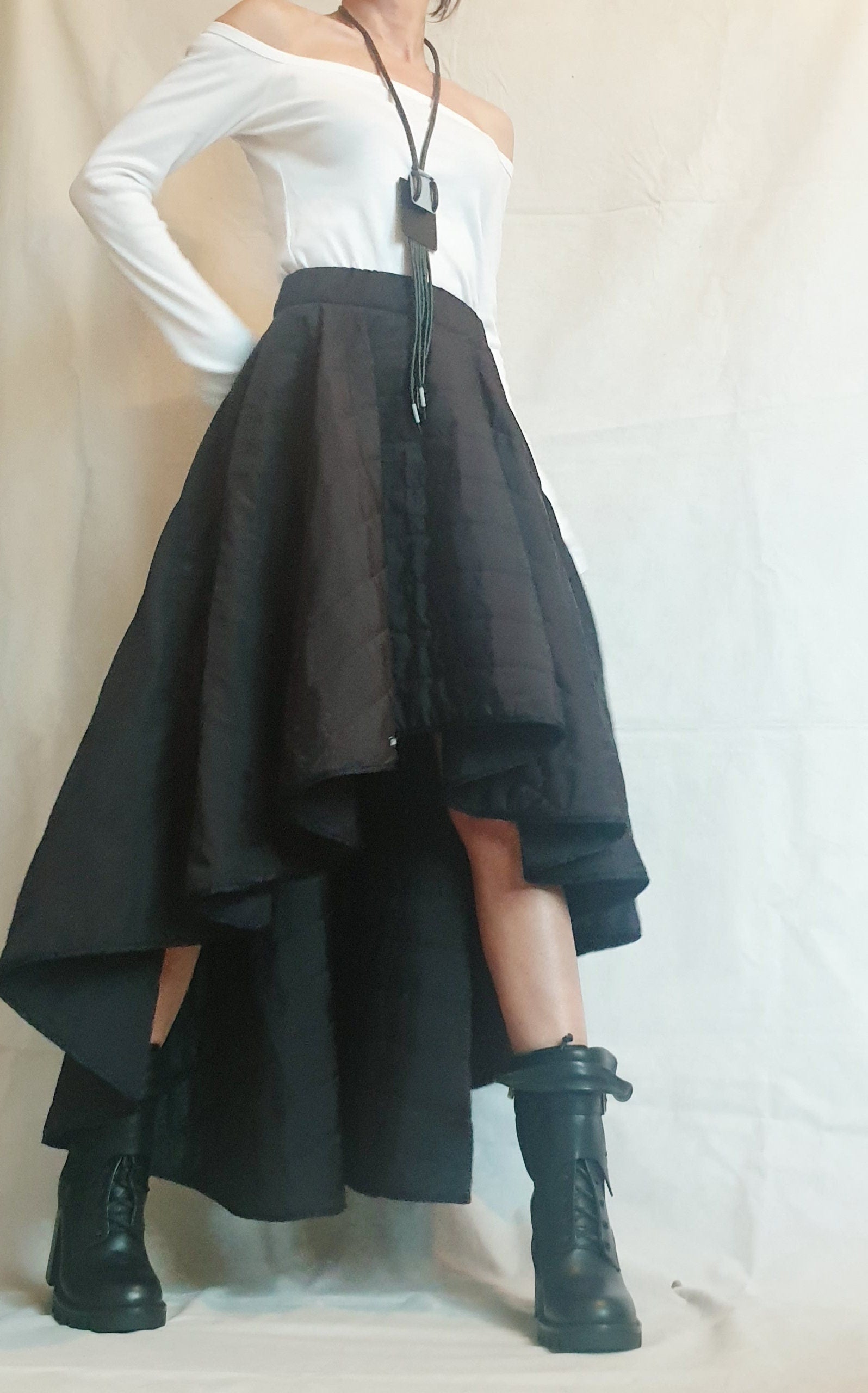 Long Short Skirt, Winter Skirt, Extravagant Skirt, Asymmetric Skirt, Wadding Skirt, Cocktail Skirt, Gothic Skirt, Circle Skirt