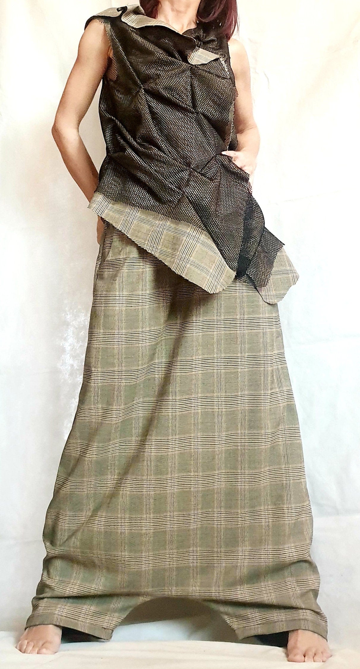 Extravagant Women Costume, Asymmetric Vest, Women harem leggings, Women Vest Pants Set, Asymmetric Women Costume, Women Outwear Set