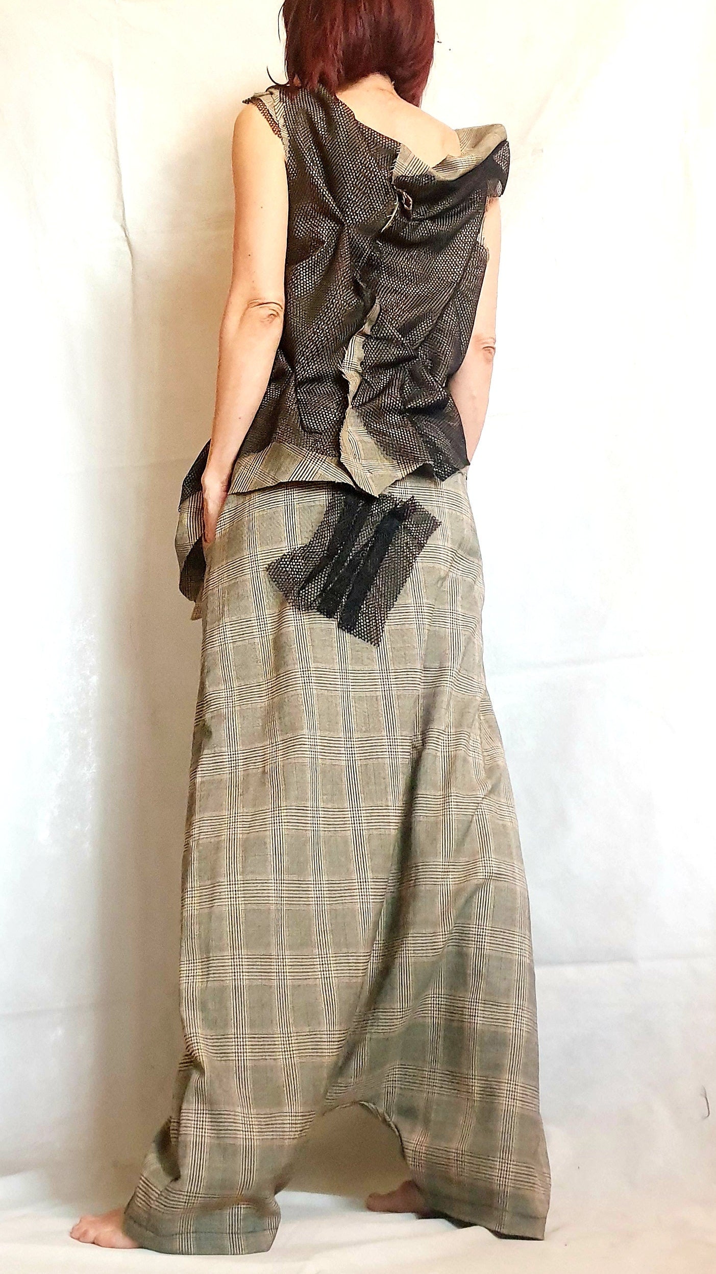 Extravagant Women Costume, Asymmetric Vest, Women harem leggings, Women Vest Pants Set, Asymmetric Women Costume, Women Outwear Set