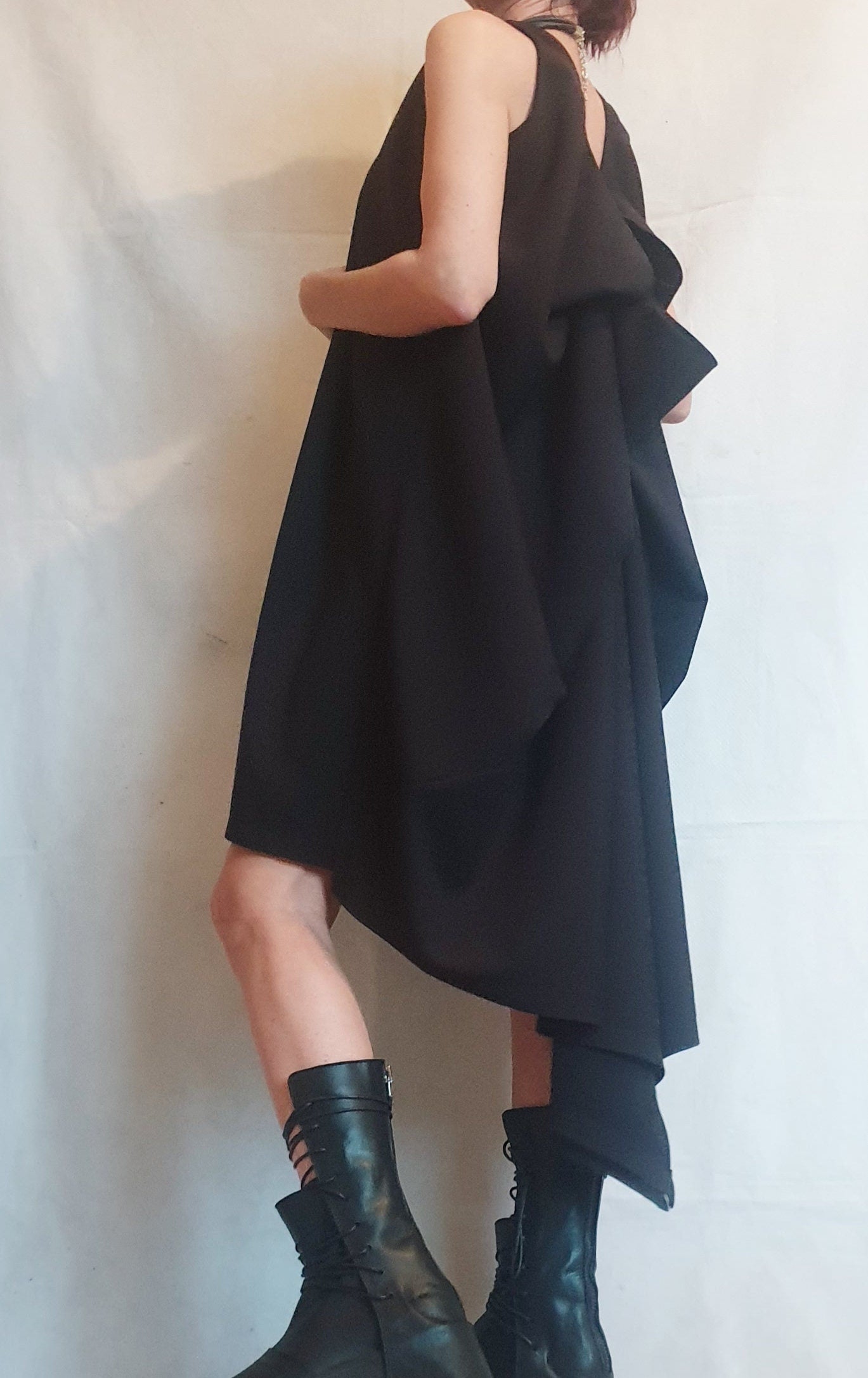 Asymmetric Dress, Cocktail Dress, Black Extravagant Dress, Avant Garde Dress, Sleeveless Dress, Futuristic Dress, Sexy Dress,