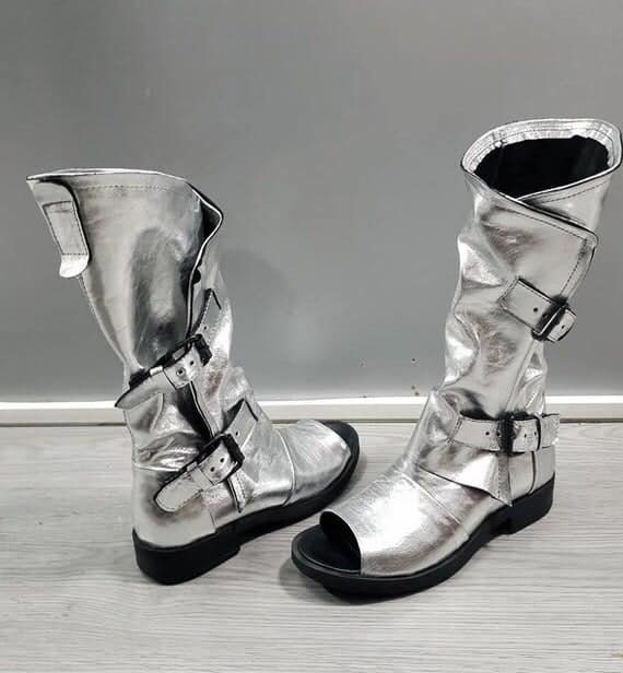 Silver Gladiator Sandals, Extravagant Shoes, High Sandals, Steampunk Shoes, Gothic Sandals, Silver Leather Sandals, Handmade Shoes