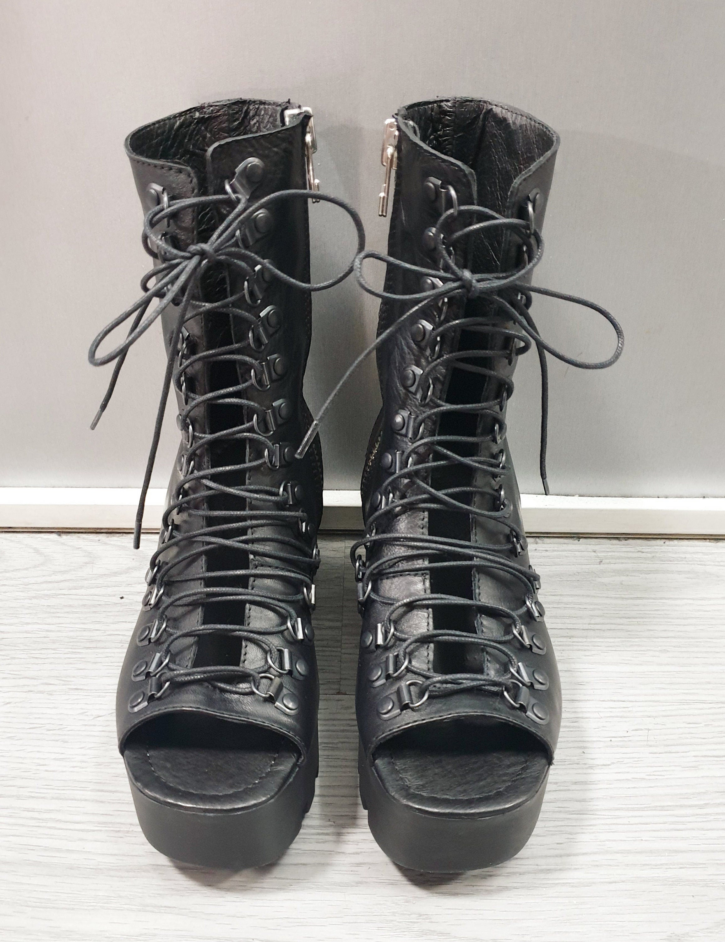 Platform Leather Sandals, High Summer Sandals, Extravagant Sandals, Open Toe Sandals, Genuine Leather Sandals , Black Boots, Gothic Sandals