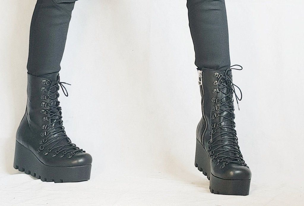 Extravagant Platform Shoes, Black Platform Shoes, Platform All seasons, Gothic Booties, Leather Ankle Boots, Steampunk Shoes, Grunge Boots