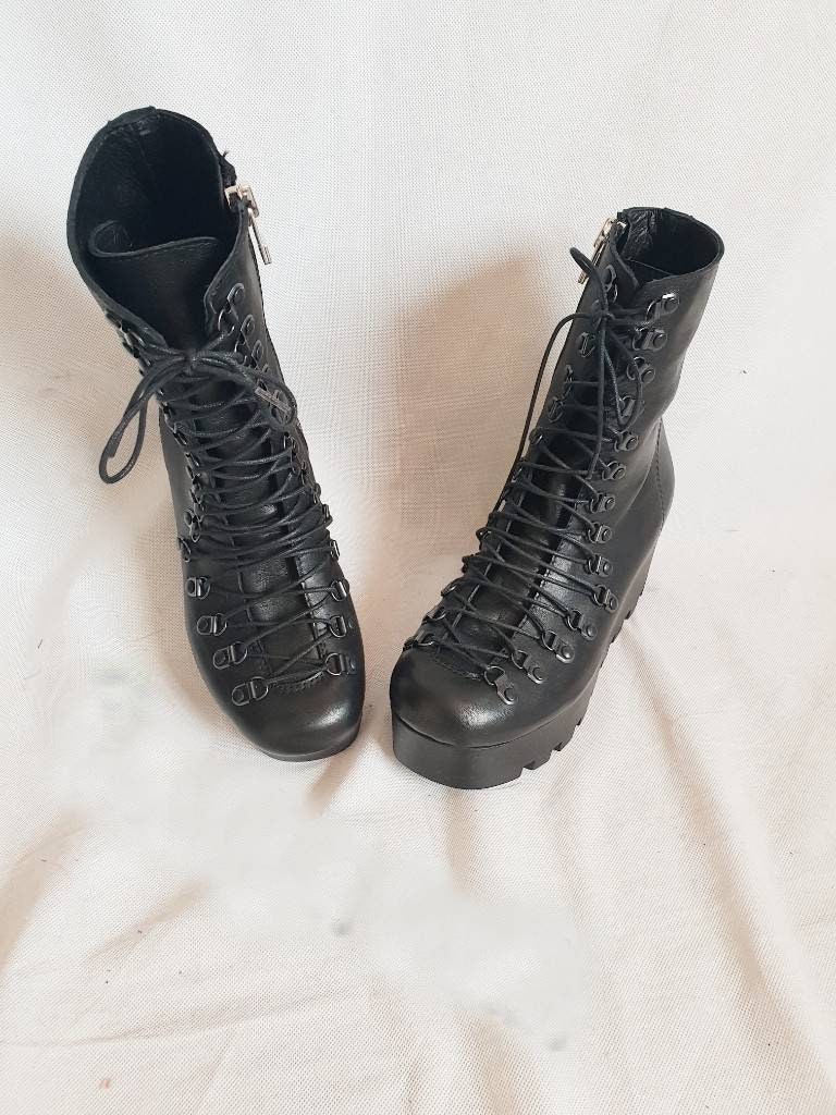 Extravagant Platform Shoes, Black Platform Shoes, Platform All seasons, Gothic Booties, Leather Ankle Boots, Steampunk Shoes, Grunge Boots