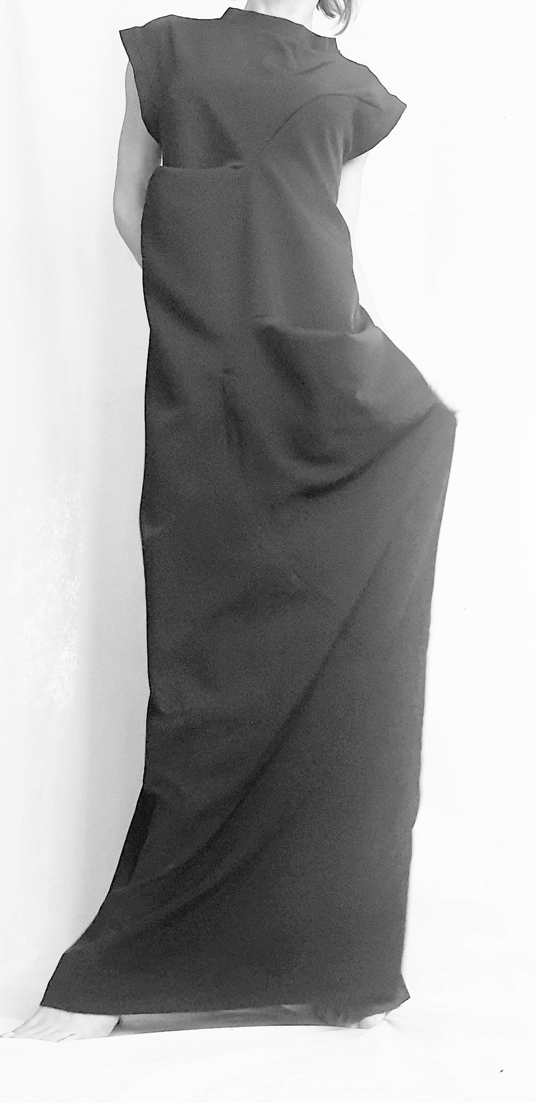 Black Extravagant Dress, Black Maxi Dress, Plus Size Clothing, Wedding Dress, Avant Garde Dress, Coctail Dress, Drape Dress, Loose Dress