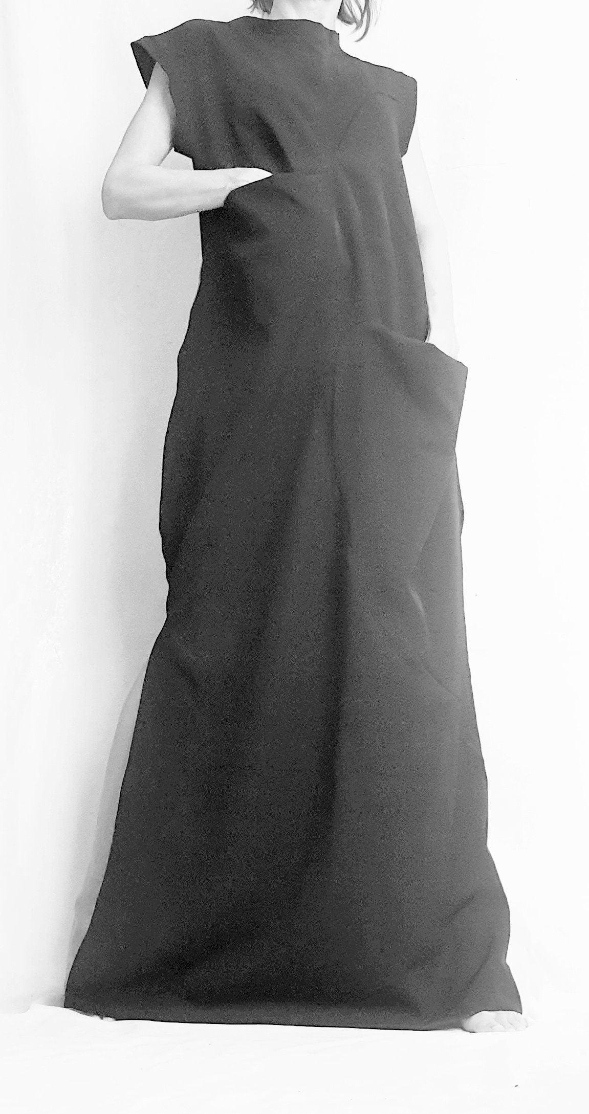 Black Extravagant Dress, Black Maxi Dress, Plus Size Clothing, Wedding Dress, Avant Garde Dress, Coctail Dress, Drape Dress, Loose Dress