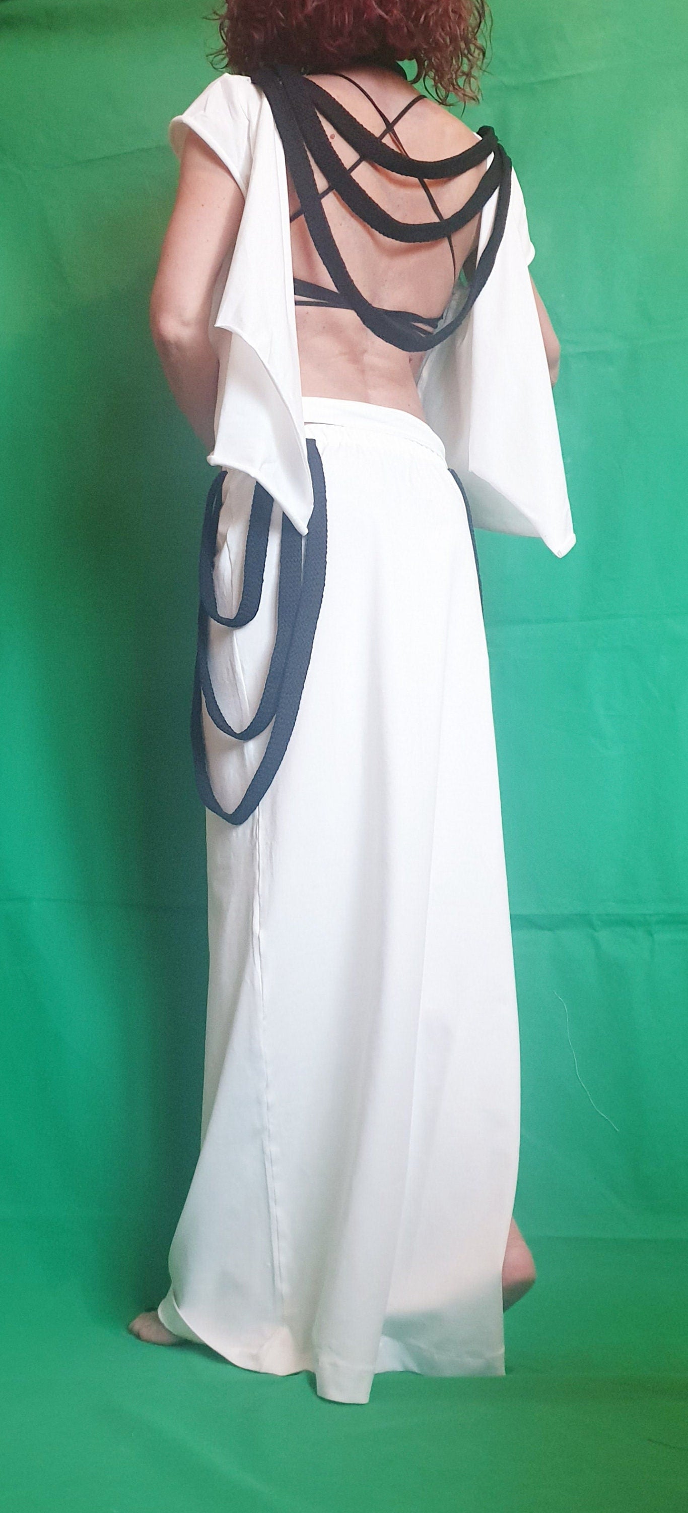 Extravagant Women Skirt Set, Open Back Blouse And Skirt Set, Gothic Women Costume, Steampunk style, Two Piece Set