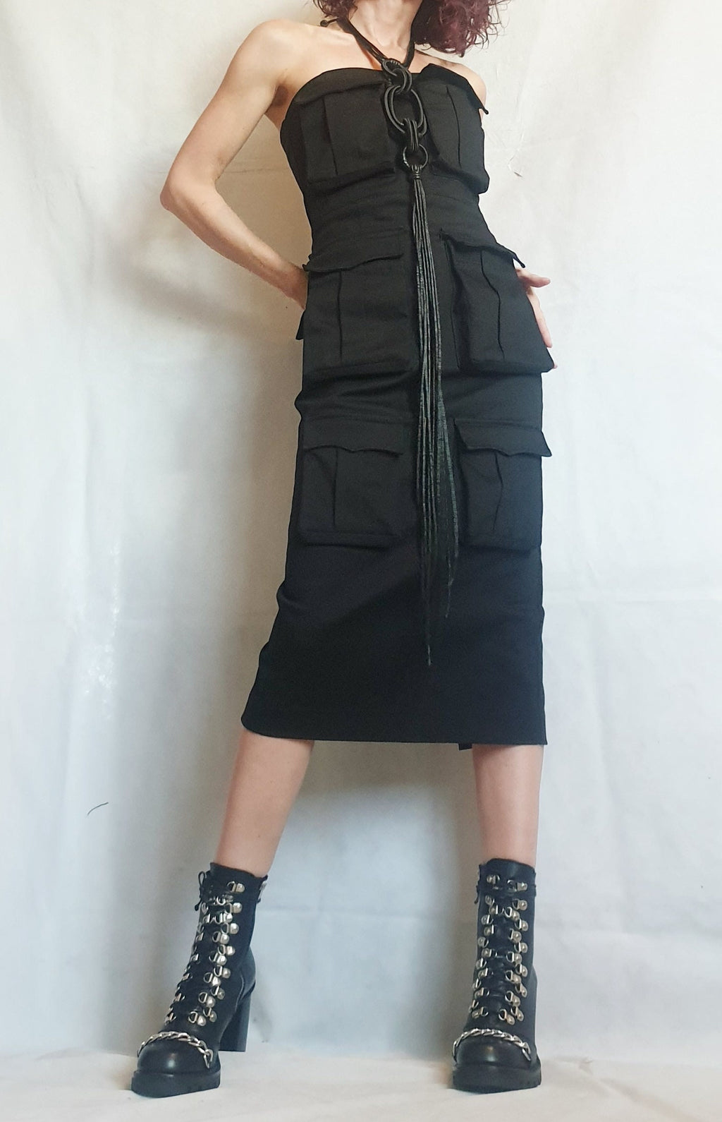 Extravagant Pocket Dress, Gothic Black Dress, Wedding Dress, Ball Dress,  Asymmetric Dress, Cocktail Dress, Avant Garde Dress