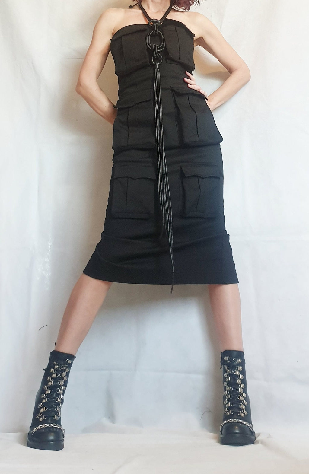 Extravagant Pocket Dress, Gothic Black Dress, Wedding Dress, Ball Dress,  Asymmetric Dress, Cocktail Dress, Avant Garde Dress