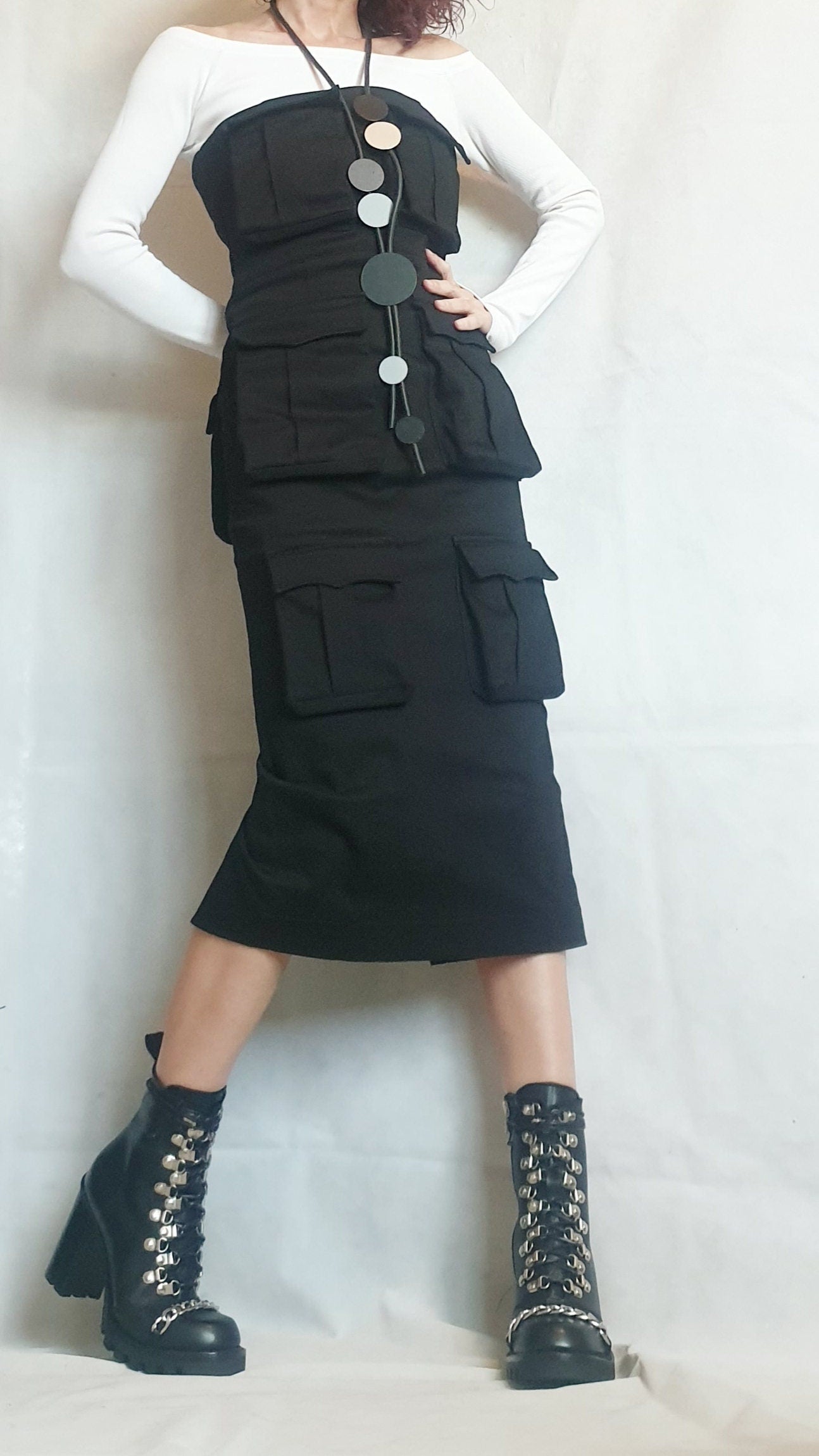 Extravagant Black Рocket Dress, Gothic Black Dress, Wedding Dress, Ball Dress,  Asymmetric Dress, Cocktail Dress, Grunge Dress