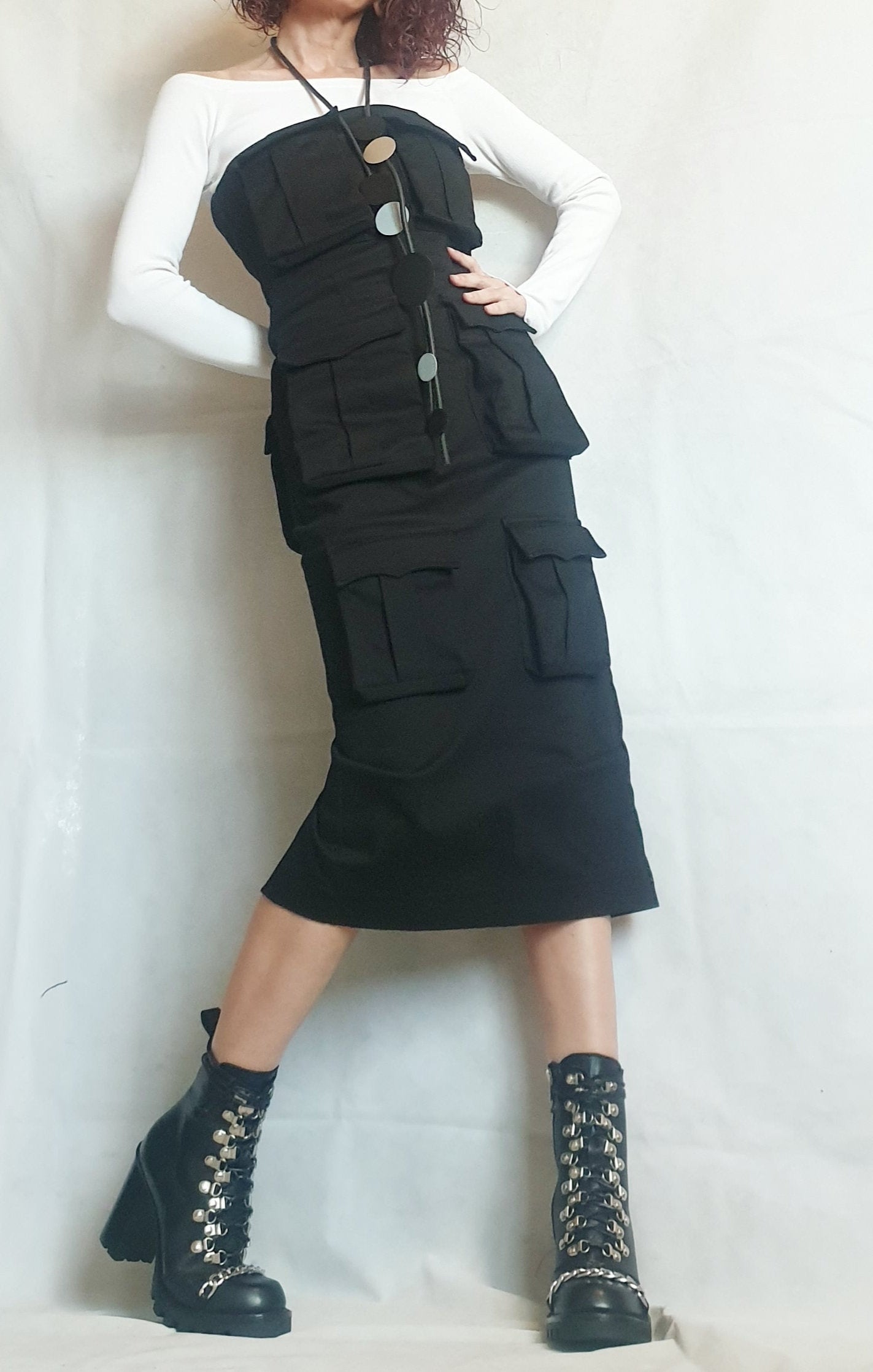 Extravagant Black Рocket Dress, Gothic Black Dress, Wedding Dress, Ball Dress,  Asymmetric Dress, Cocktail Dress, Grunge Dress