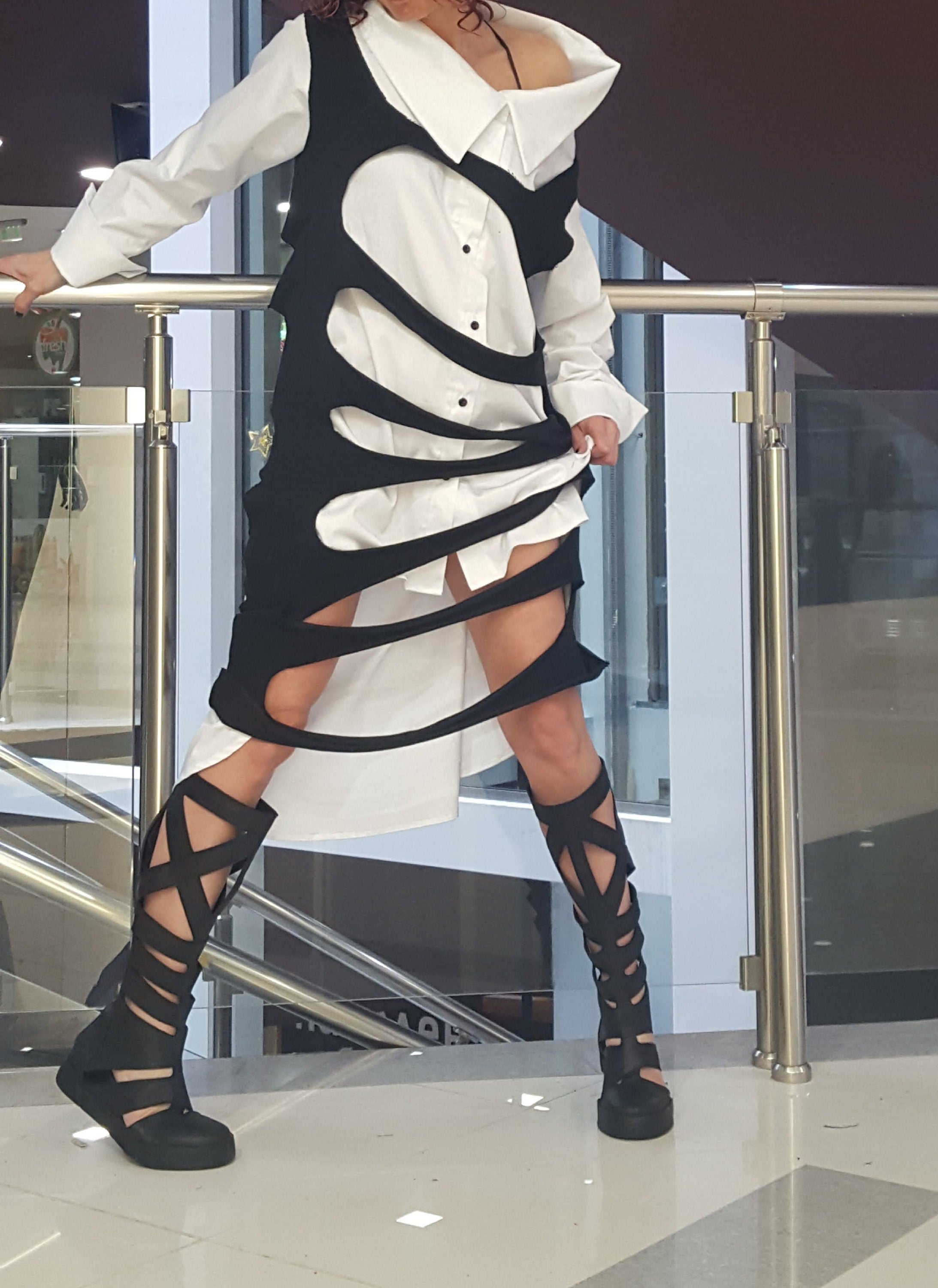 Asymmetric Top, Extravagant Top, Futuristic Clothing, Deconstructed Top, Gothic Tunic, Steampunk Tunic, One Shoulder Top, Black Top