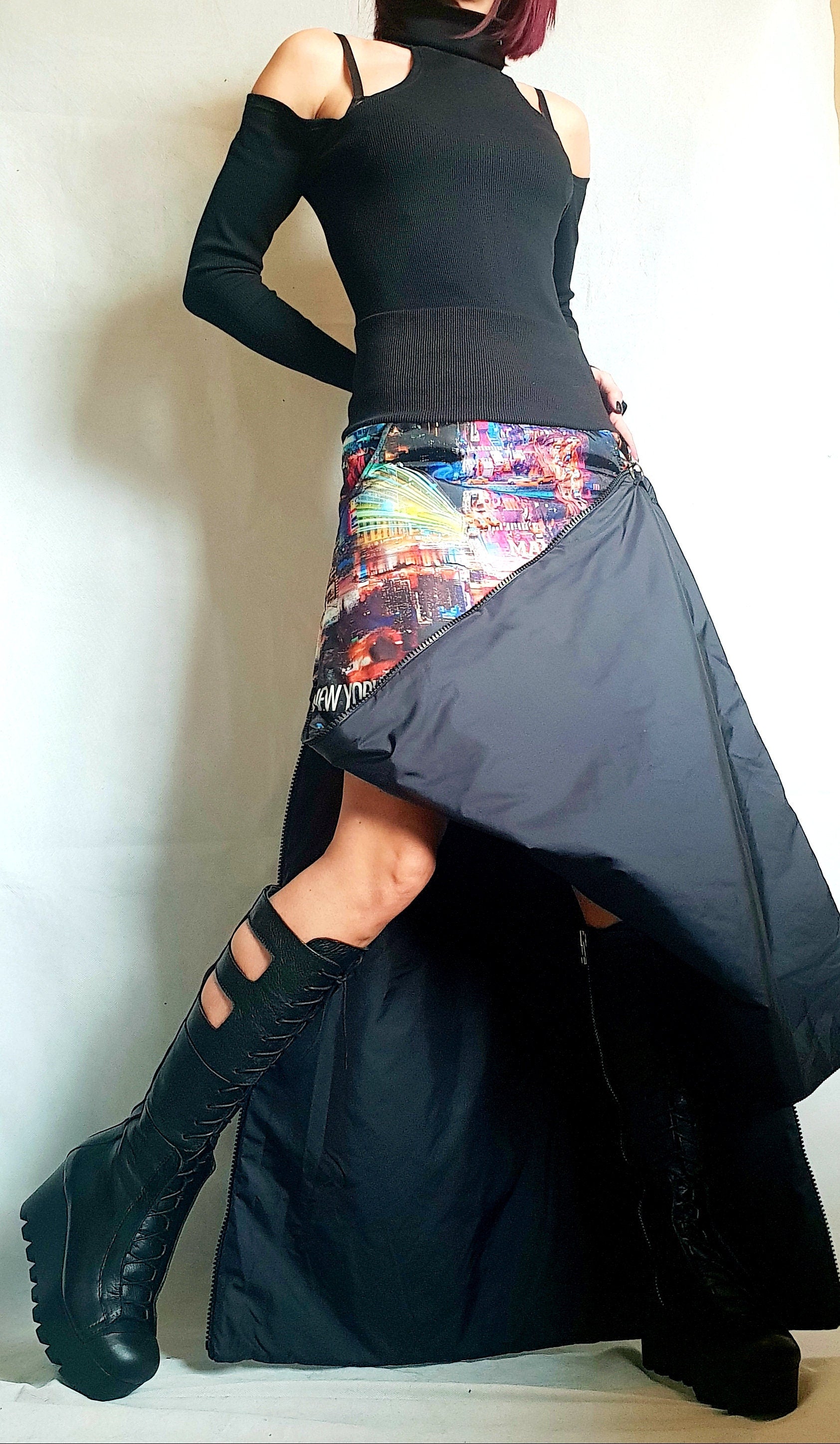 Extravagant Winter Skirt, Long Short Skirt, Asymmetric Skirt, Wadding Skirt, A Line Skirt, Cocktail Skirt, Gothic Skirt, Circle Skirt