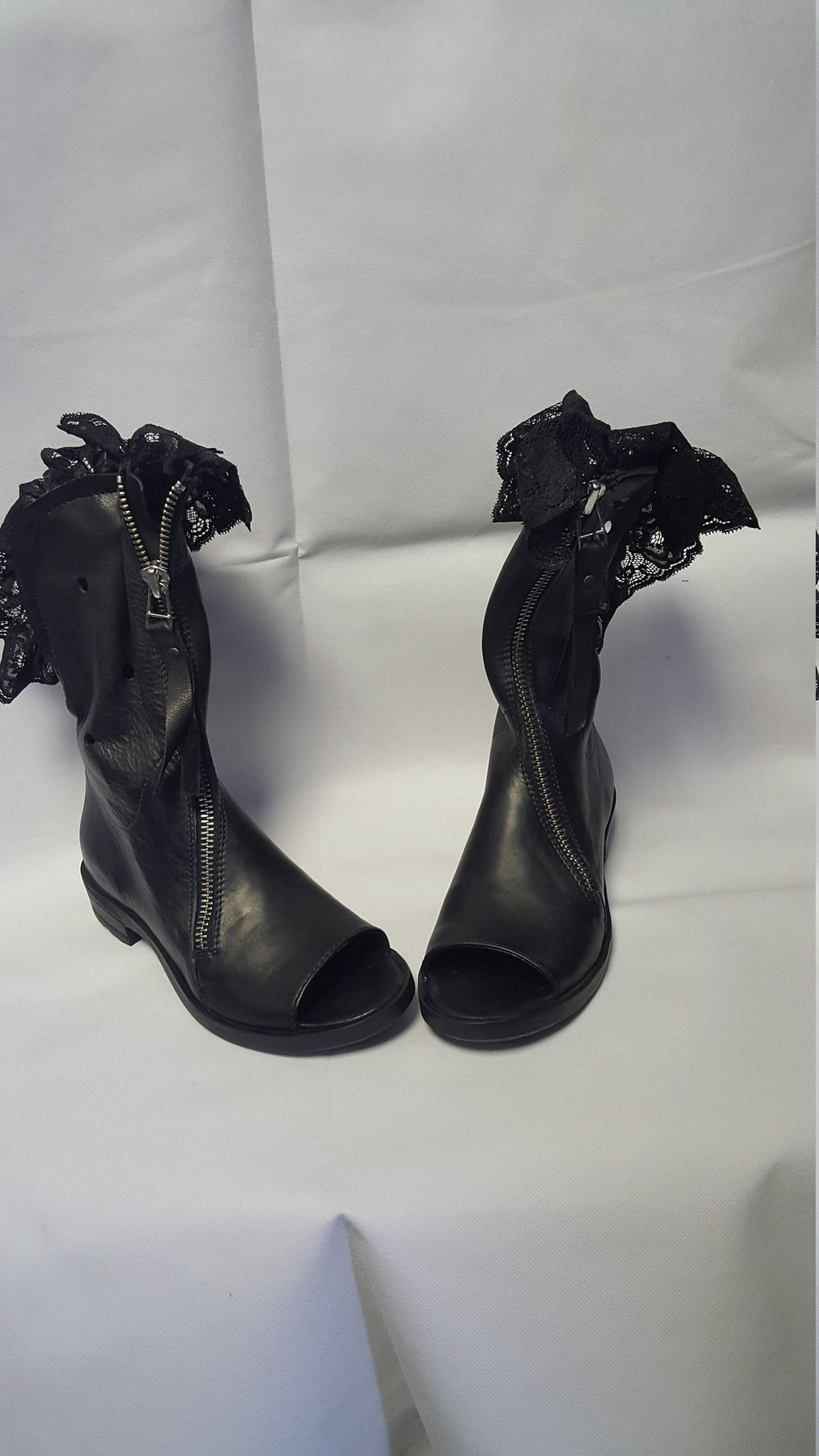 Black Leather Shoes, Gladiator Summer Boots, Gothic Shoes,Open Toes Boots, Steampunk Shoes, Zipper Boots, Grunge Booties, Lace