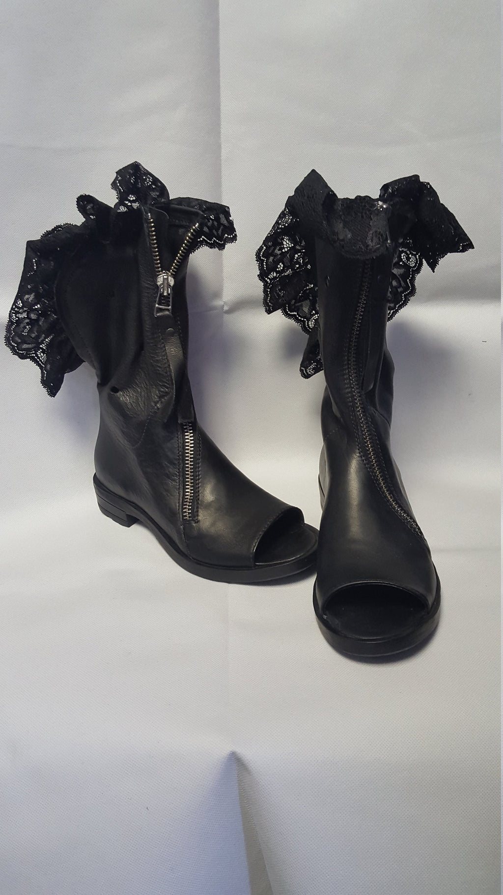 Black Leather Shoes, Gladiator Summer Boots, Gothic Shoes,Open Toes Boots, Steampunk Shoes, Zipper Boots, Grunge Booties, Lace