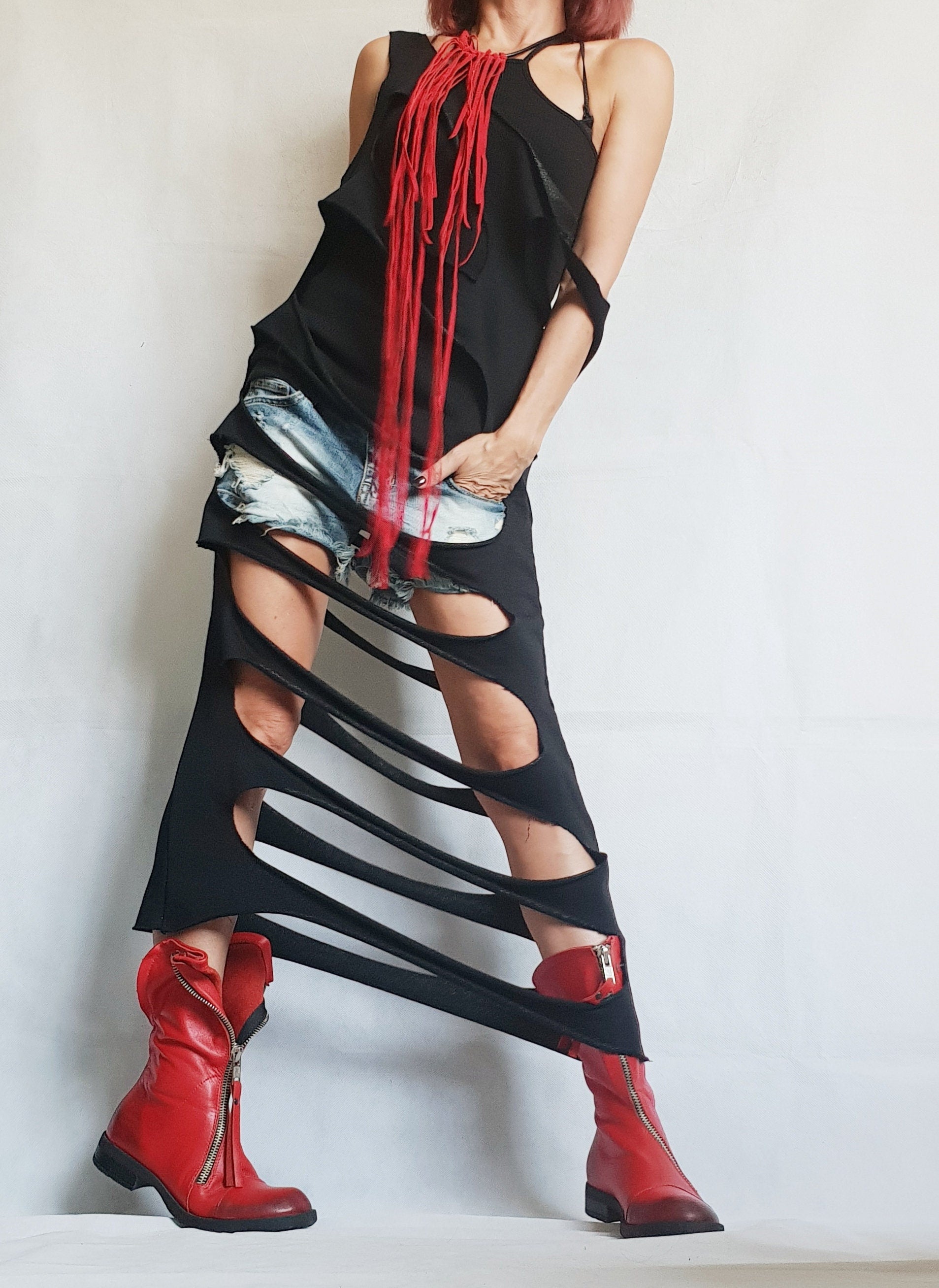 Asymmetric Top, Extravagant Top, Futuristic Clothing, Deconstructed Top, Gothic Tunic, Steampunk Tunic, One Shoulder Top, Black Top